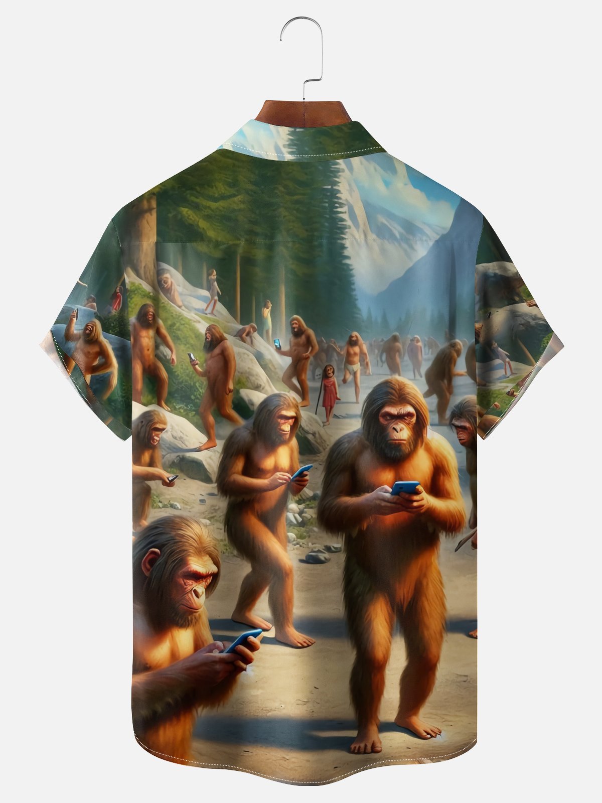 Moisture Wicking Bow Bigfoot Chest Pocket Hawaiian Shirt