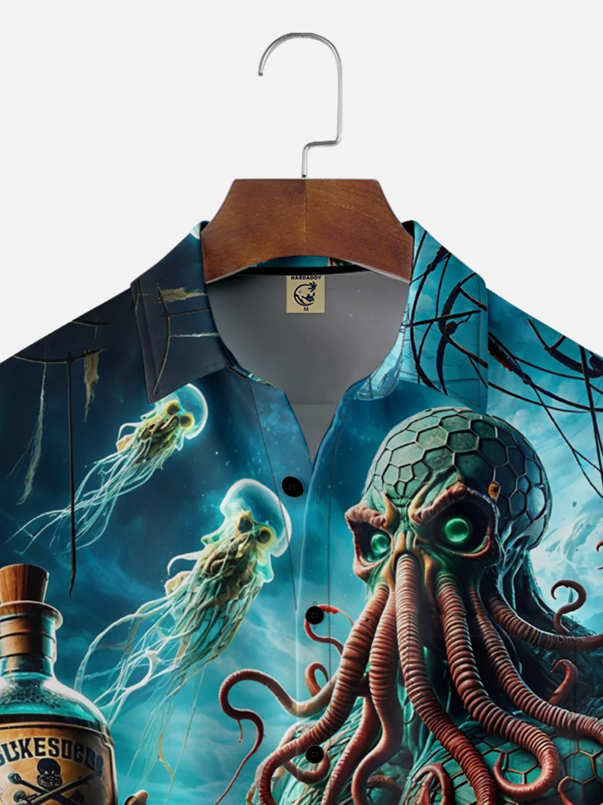 Moisture Wicking Octopus Pirate Cthulhu Chest Pocket Hawaiian Shirt