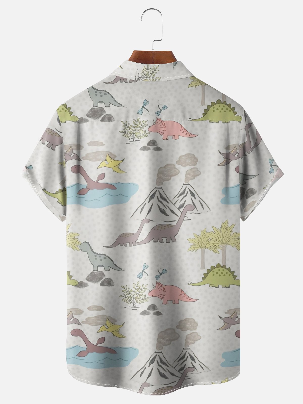 Hardaddy X Coffee Man Moisture-wicking Dinosaur Chest Pocket Hawaiian Shirt