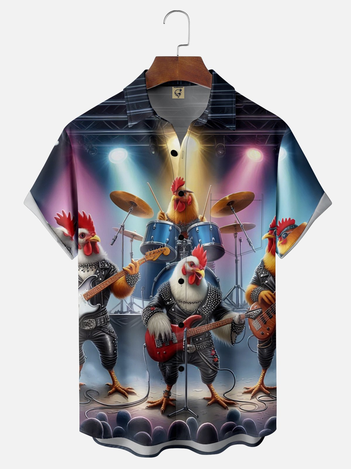 Moisture Wicking Chicken Band Chest Pocket Hawaiian Shirt