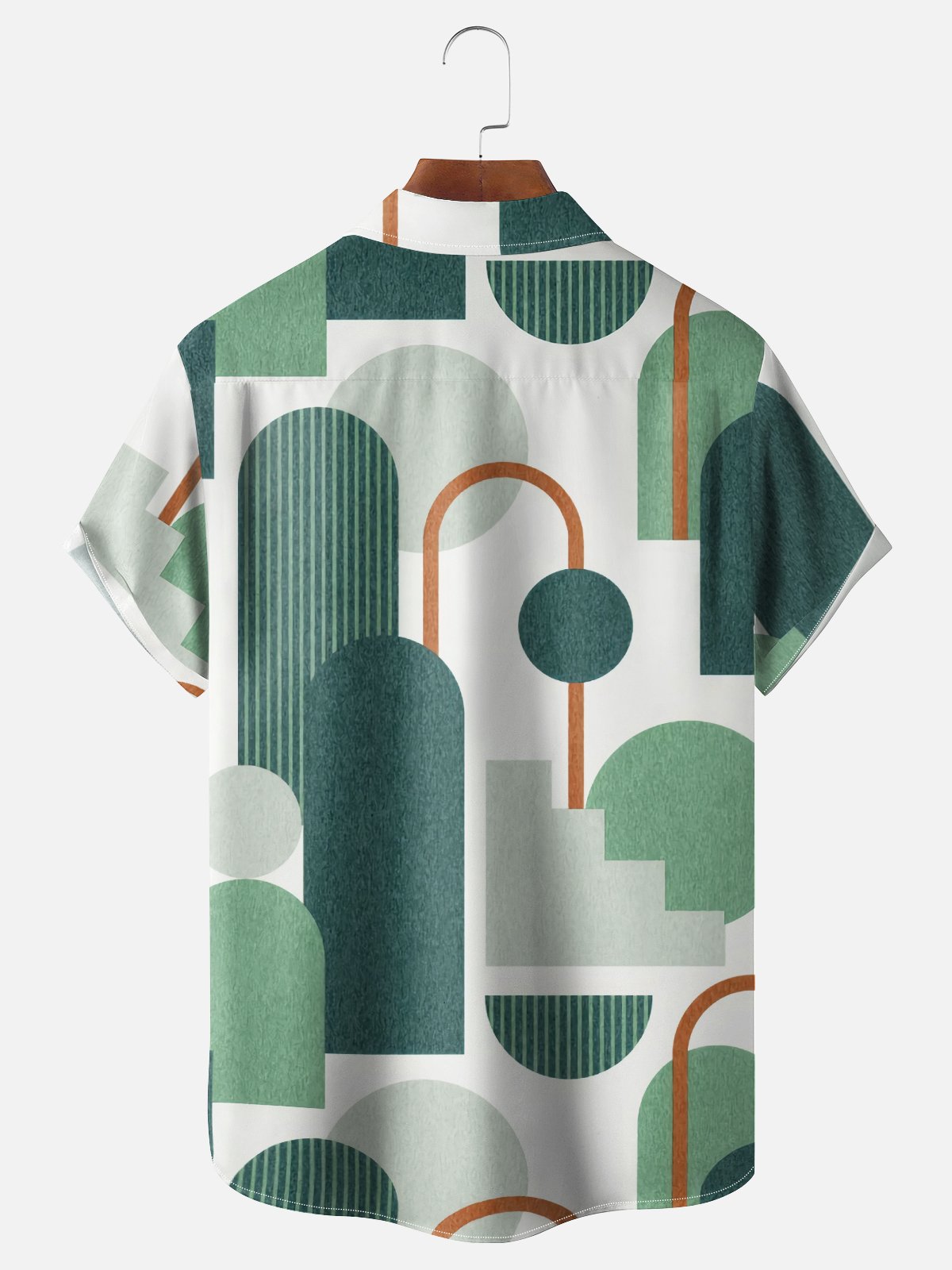 Moisture Wicking Geometric Color Block Chest Pocket Hawaiian Shirt