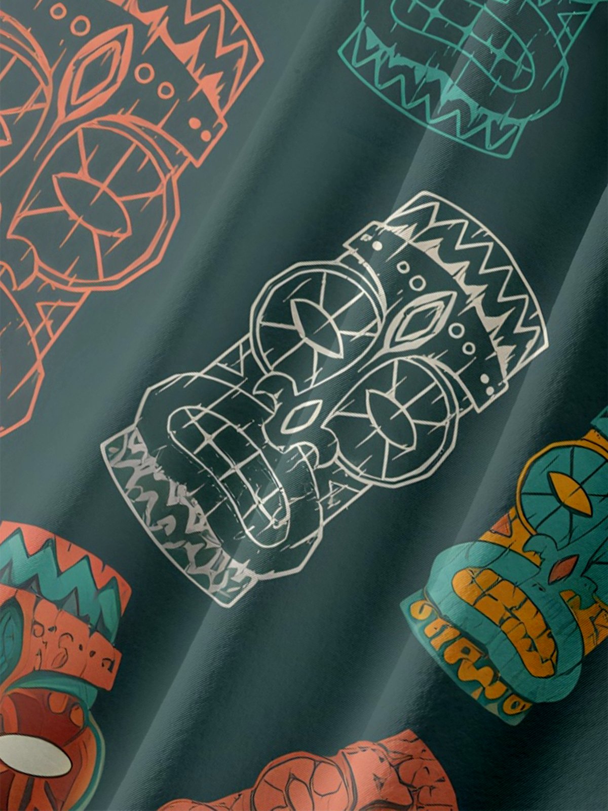 Moisture-wicking Tiki Chest Pocket Hawaiian Shirt