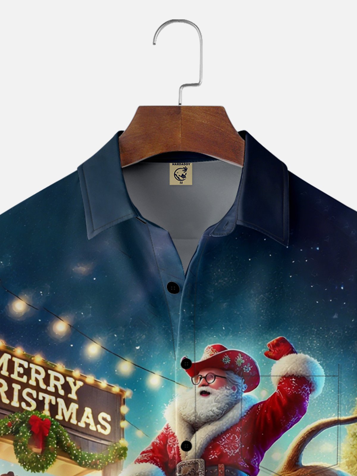 Moisture-Wicking Christmas Santa Bulldog Chest Pocket Hawaiian Shirt