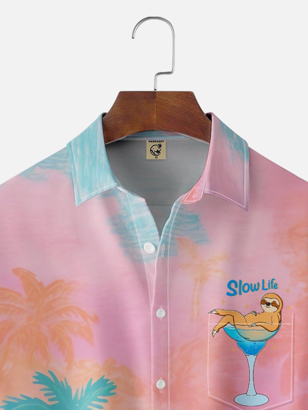 Hardaddy X Kimprut Imut Moisture-wicking Sloth Cocktail Chest Pocket Hawaiian Shirt