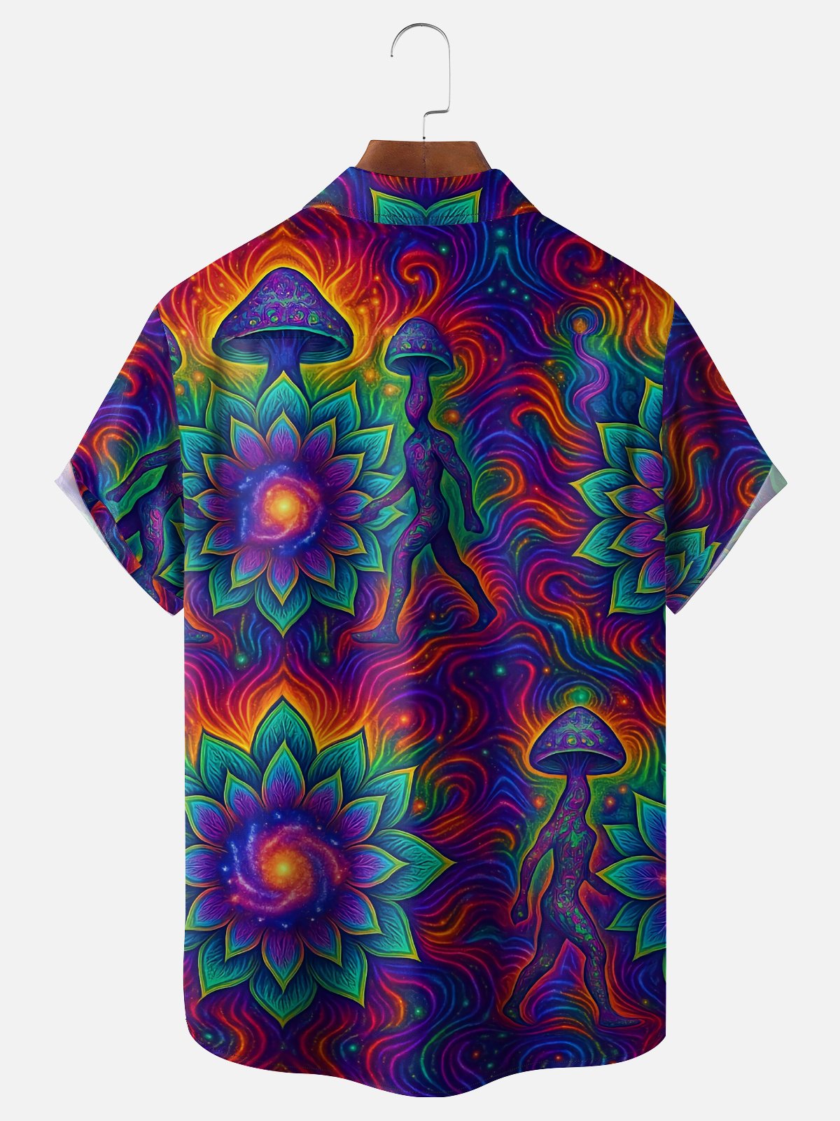 Synthetic Waveforms x Hardaddy Moisture-wicking Mushroom Lotus Body Chest Pocket Hawaiian Shirt
