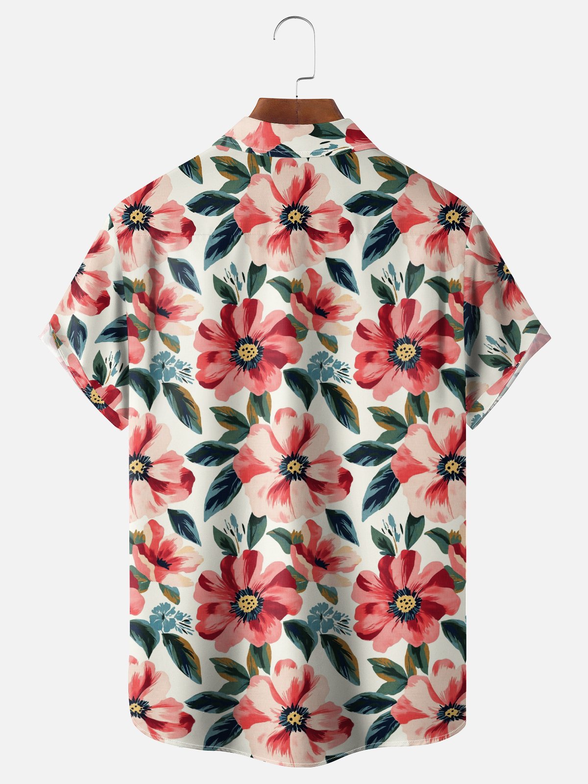 Moisture Wicking Tropical Flora Chest Pocket Hawaiian Shirt