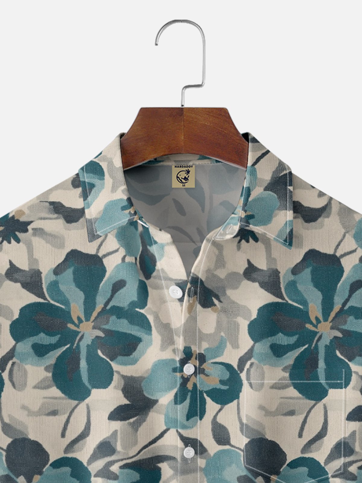 Moisture Wicking Gradient Artistic Abstract Floral Chest Pocket Hawaiian Shirt