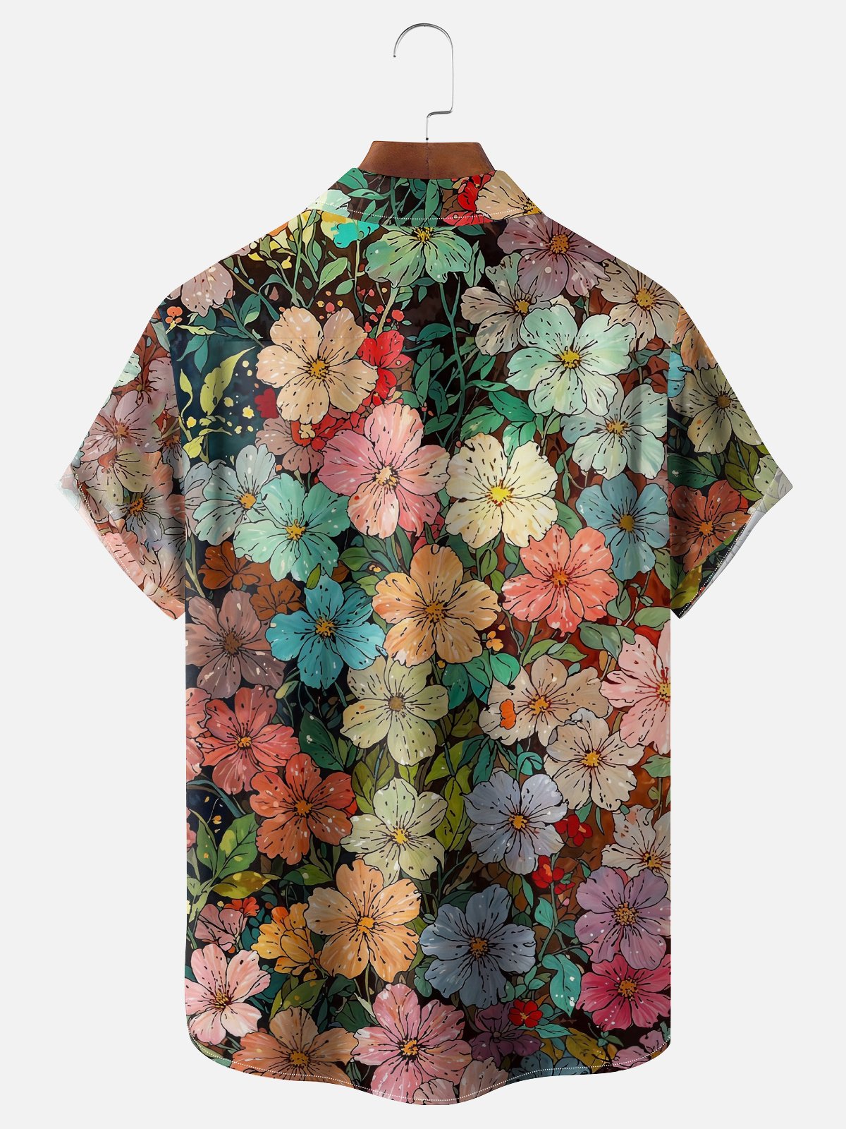 Moisture-wicking Floral Chest Pocket Hawaiian Shirt