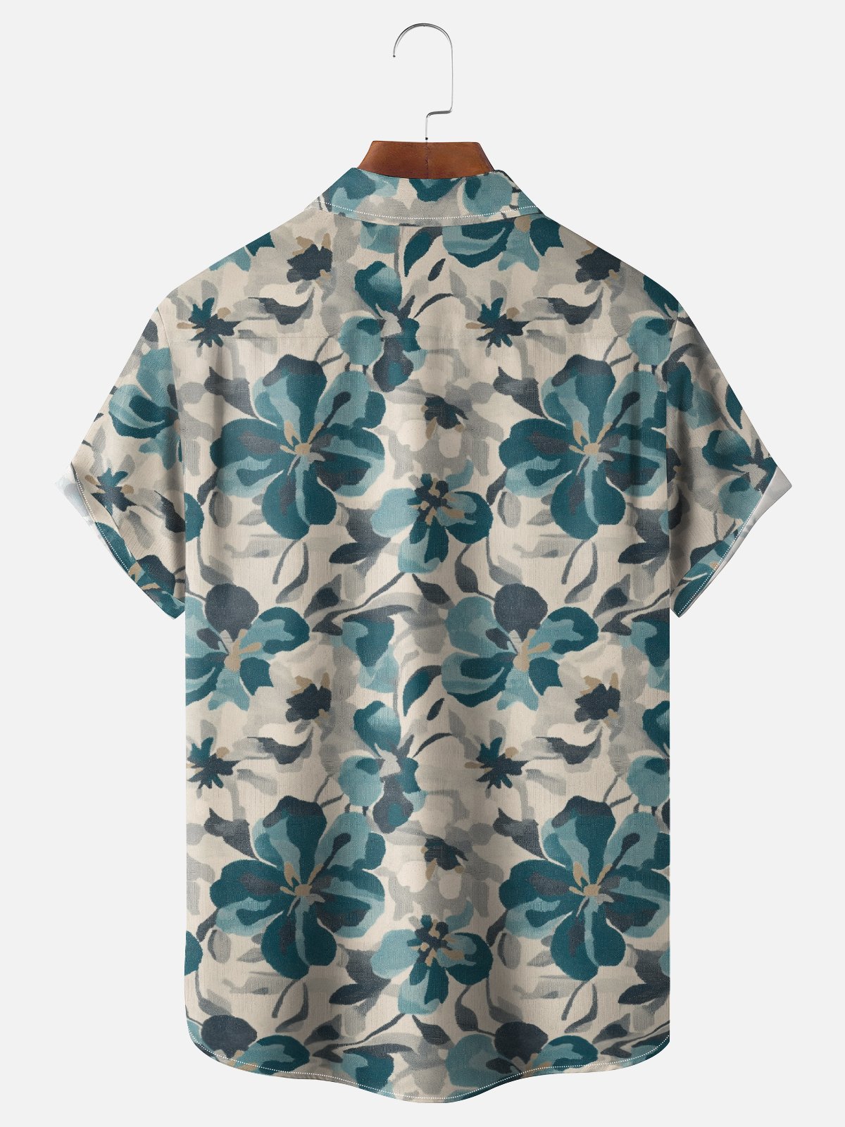 Moisture Wicking Gradient Artistic Abstract Floral Chest Pocket Hawaiian Shirt