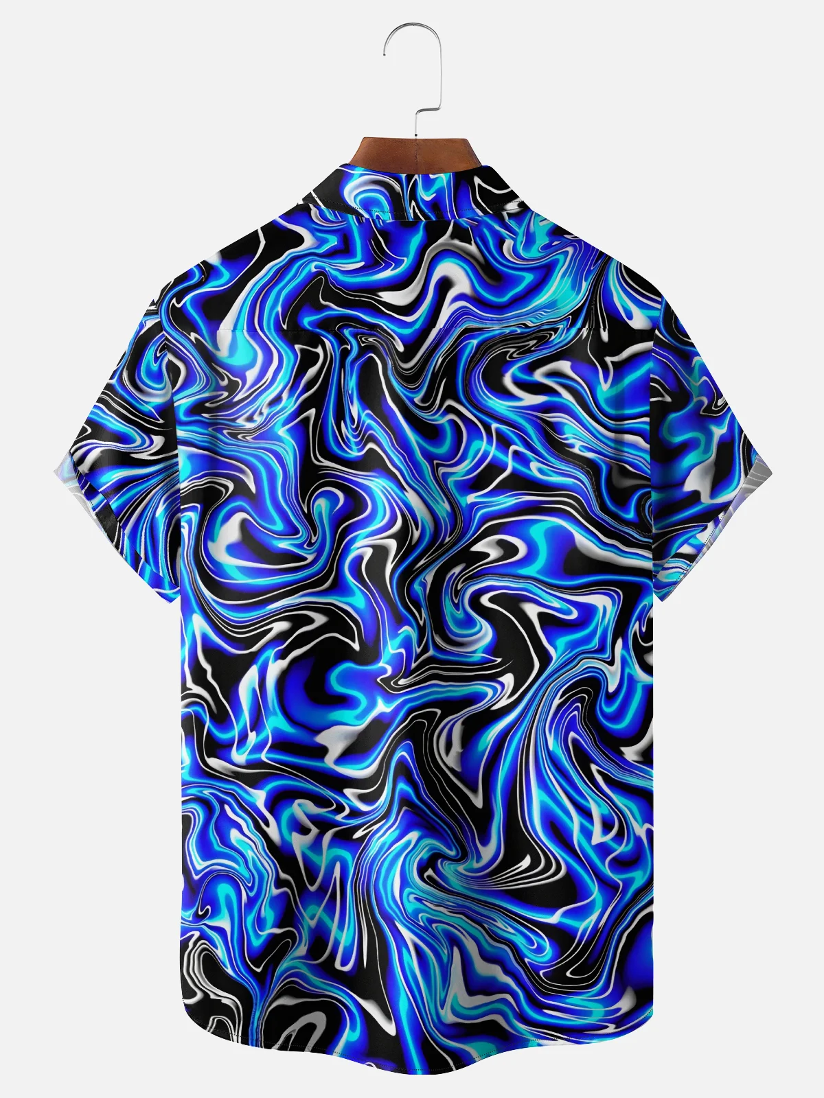 Moisture Wicking Abstract Gradient Print Chest Pocket Hawaiian Shirt