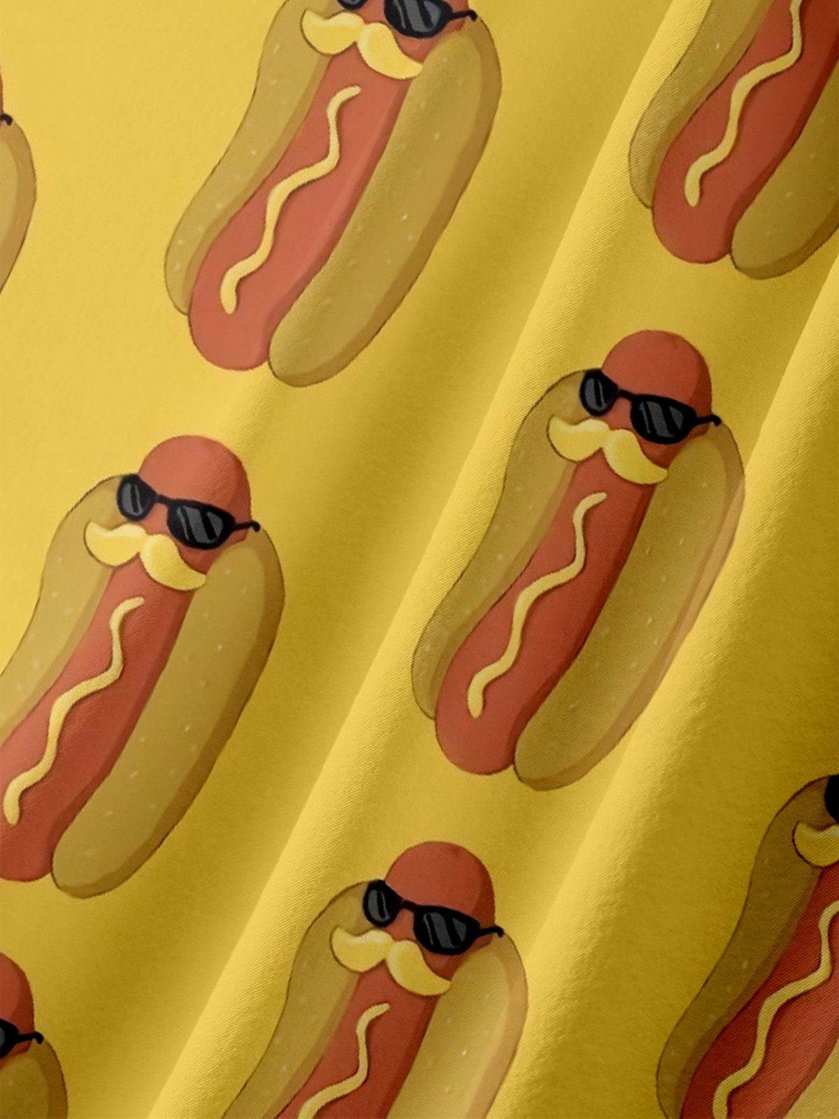 Moisture Wicking Fun Hot Dog Festival Chest Pocket Hawaiian Shirt