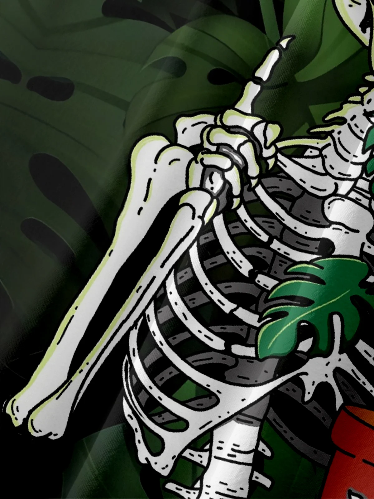 Hardaddy X Kimprut Imut Moisture-wicking Monstera Potted Plants Skull Chest Pocket Hawaiian Shirt
