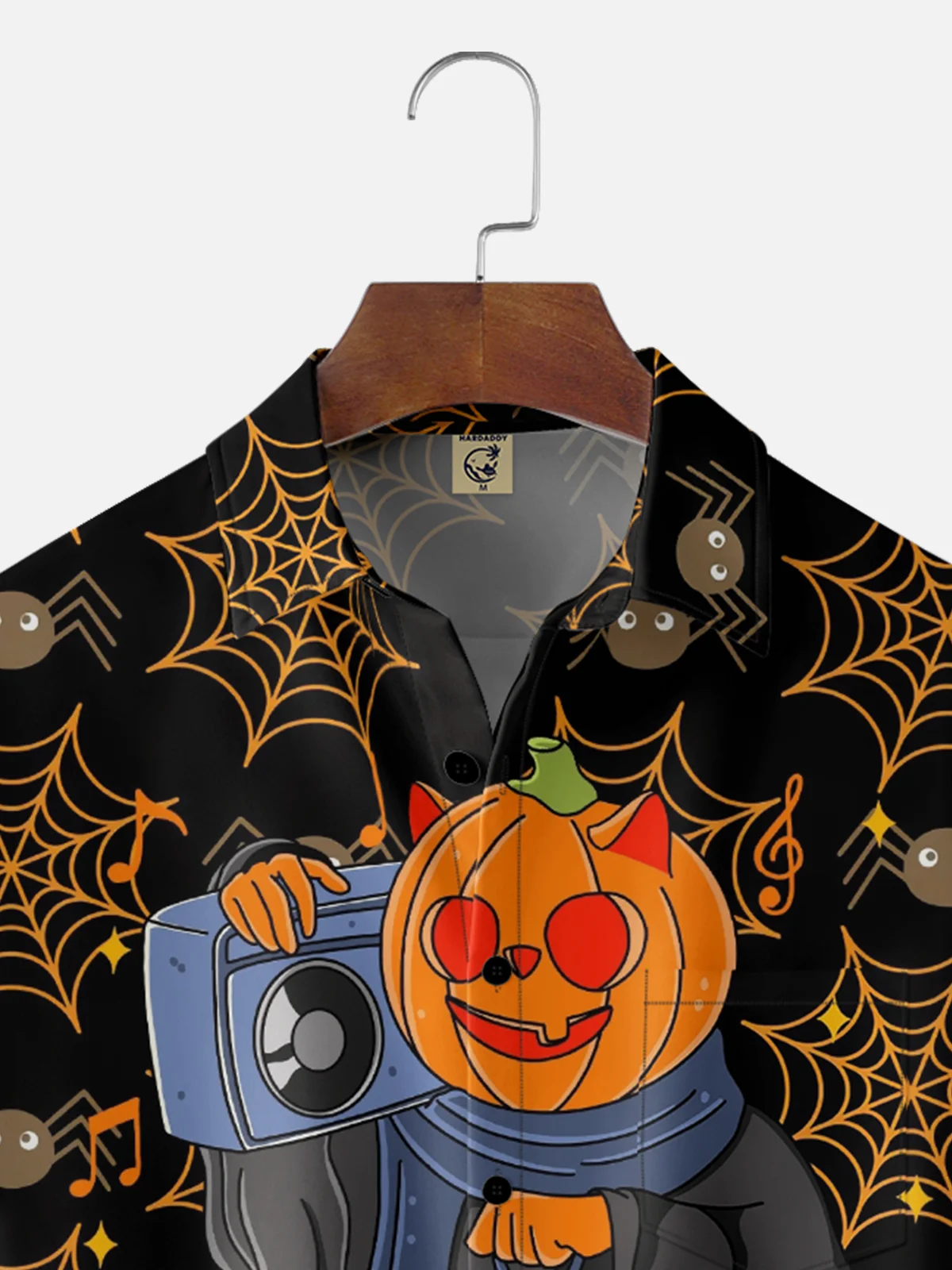 Hardaddy X Kimprut Imut Moisture-wicking Halloween Cat Chest Pocket Hawaiian Shirt