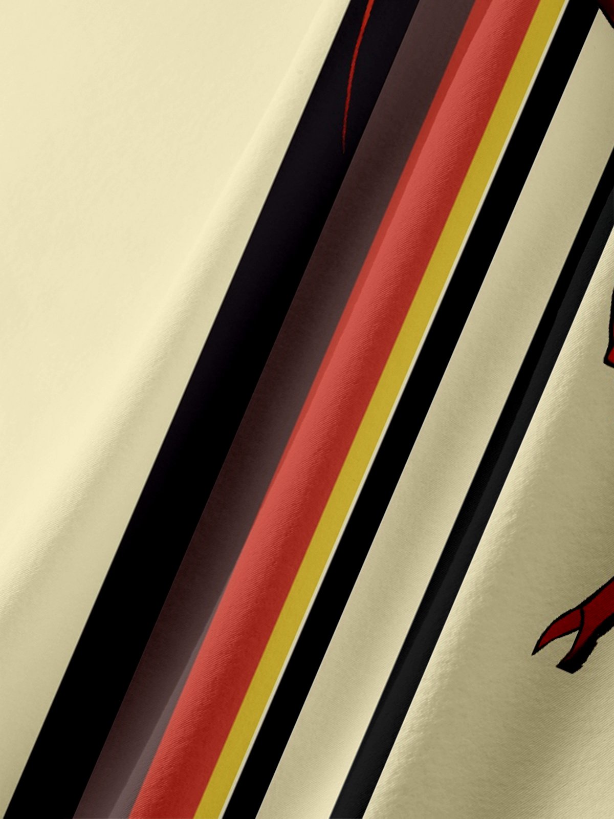 Moisture Wicking Striped Lobster Chest Pocket Bowling Shirt