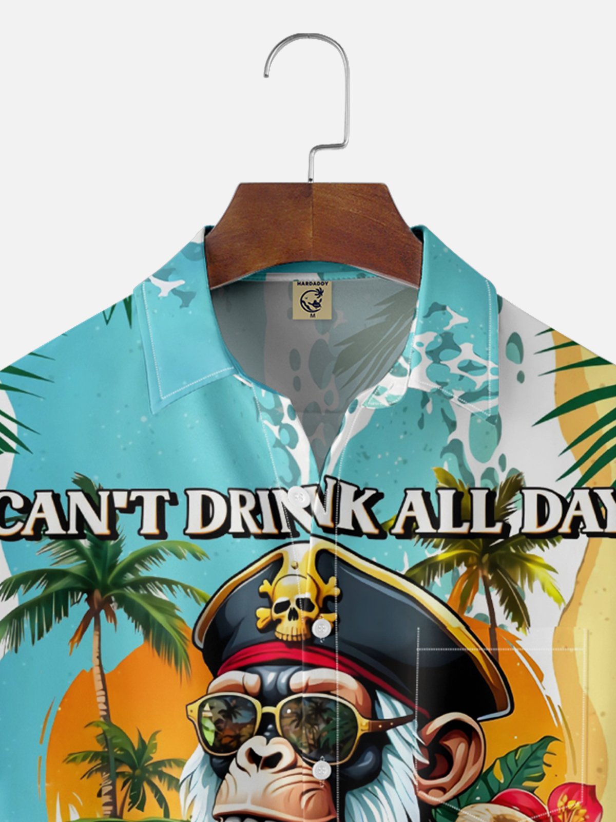 Moisture Wicking Beach Orangutan Parrot Chest Pocket Hawaiian Shirt