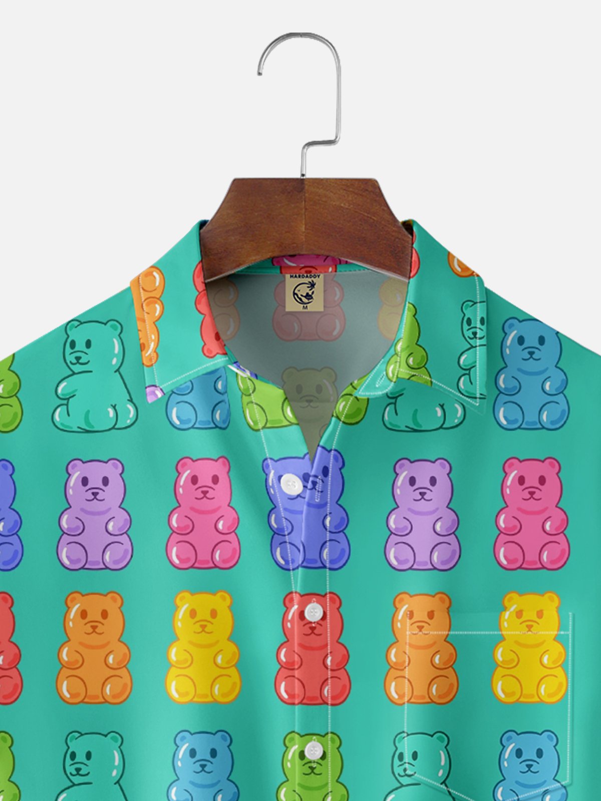 Hardaddy x Coffee Man Moisture Wicking Gummy Bears Chest Pocket Hawaiian Shirt