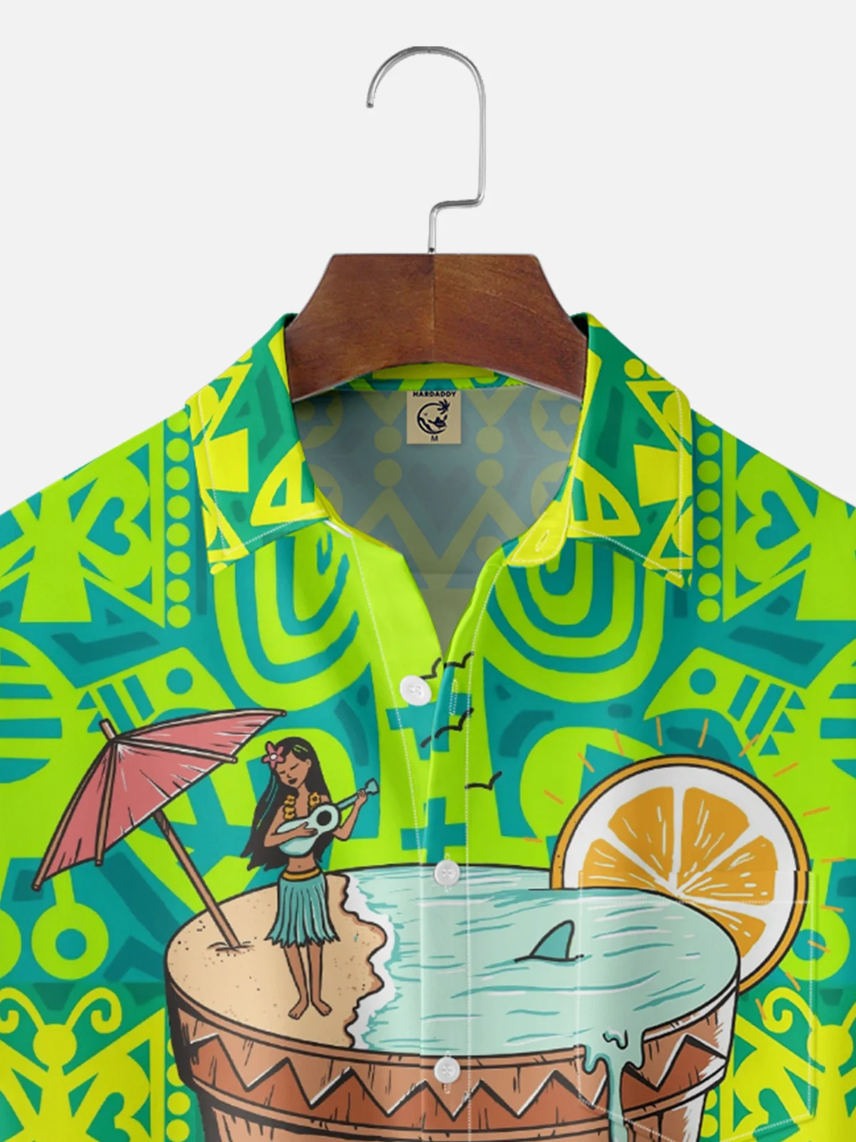 Hardaddy X Coffee Man Moisture-wicking Tiki Hula Girl Chest Pocket Hawaiian Shirt