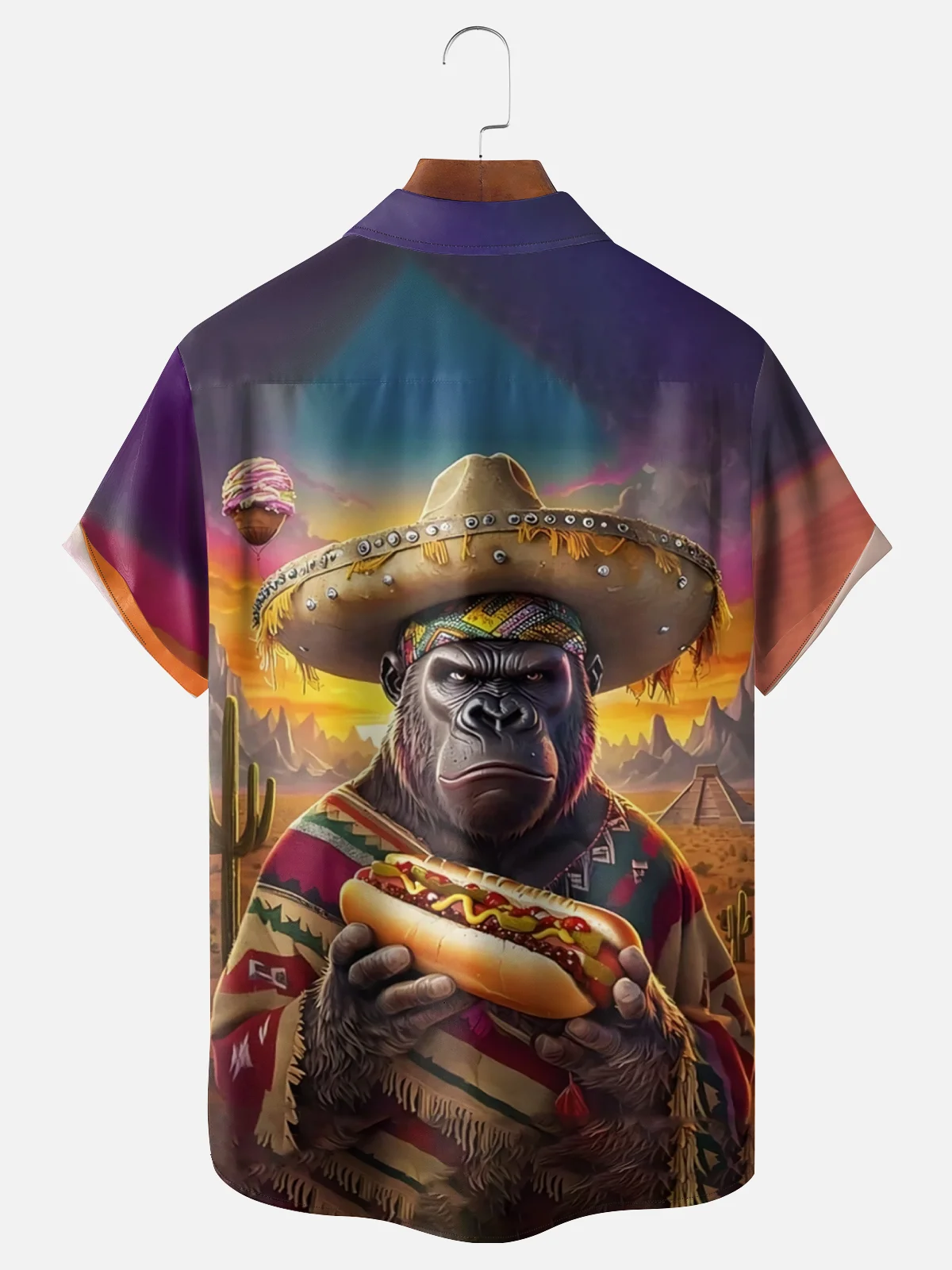 Moisture Wicking Hot Dog Festival Bigfoot Chest Pocket Hawaiian Shirt
