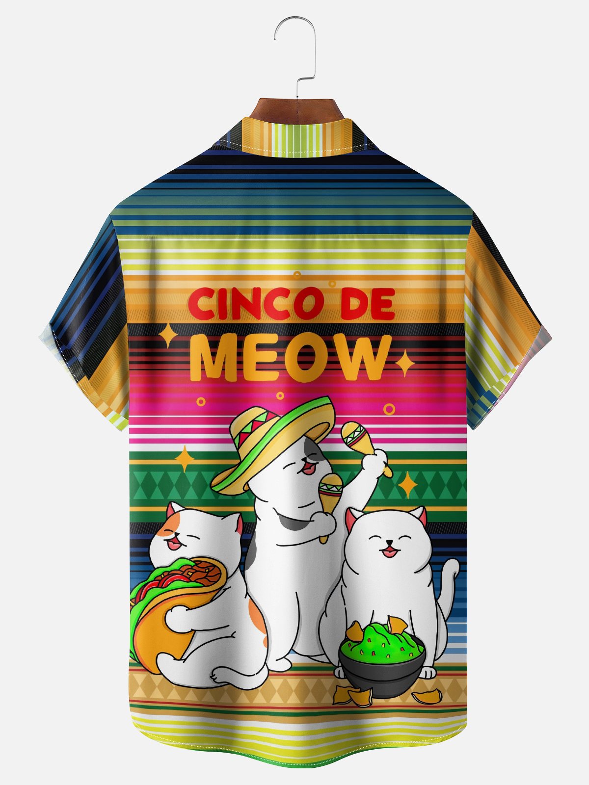 Hardaddy X Kimprut Imut Moisture-wicking Cinco de Mayo Cat Taco Chest Pocket Hawaiian Shirt