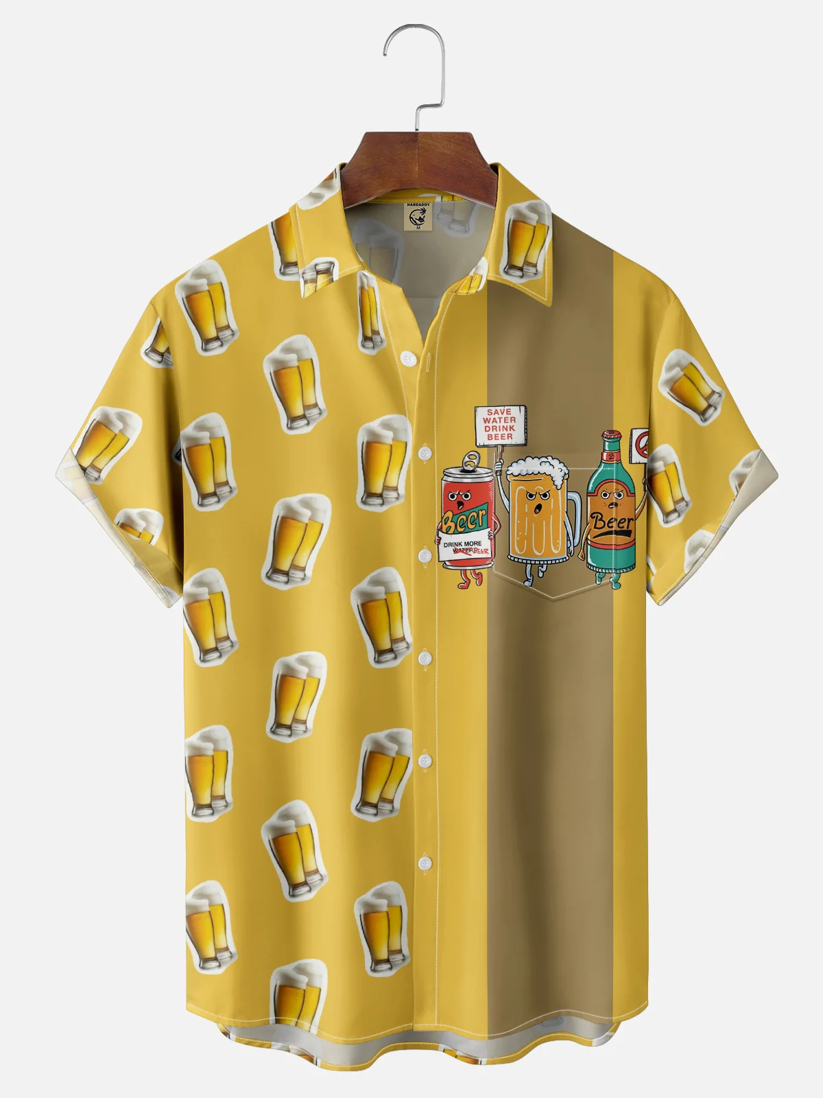 Hardaddy X Coffee Man Moisture Wicking Beer Chest Pocket Hawaiian Shirt
