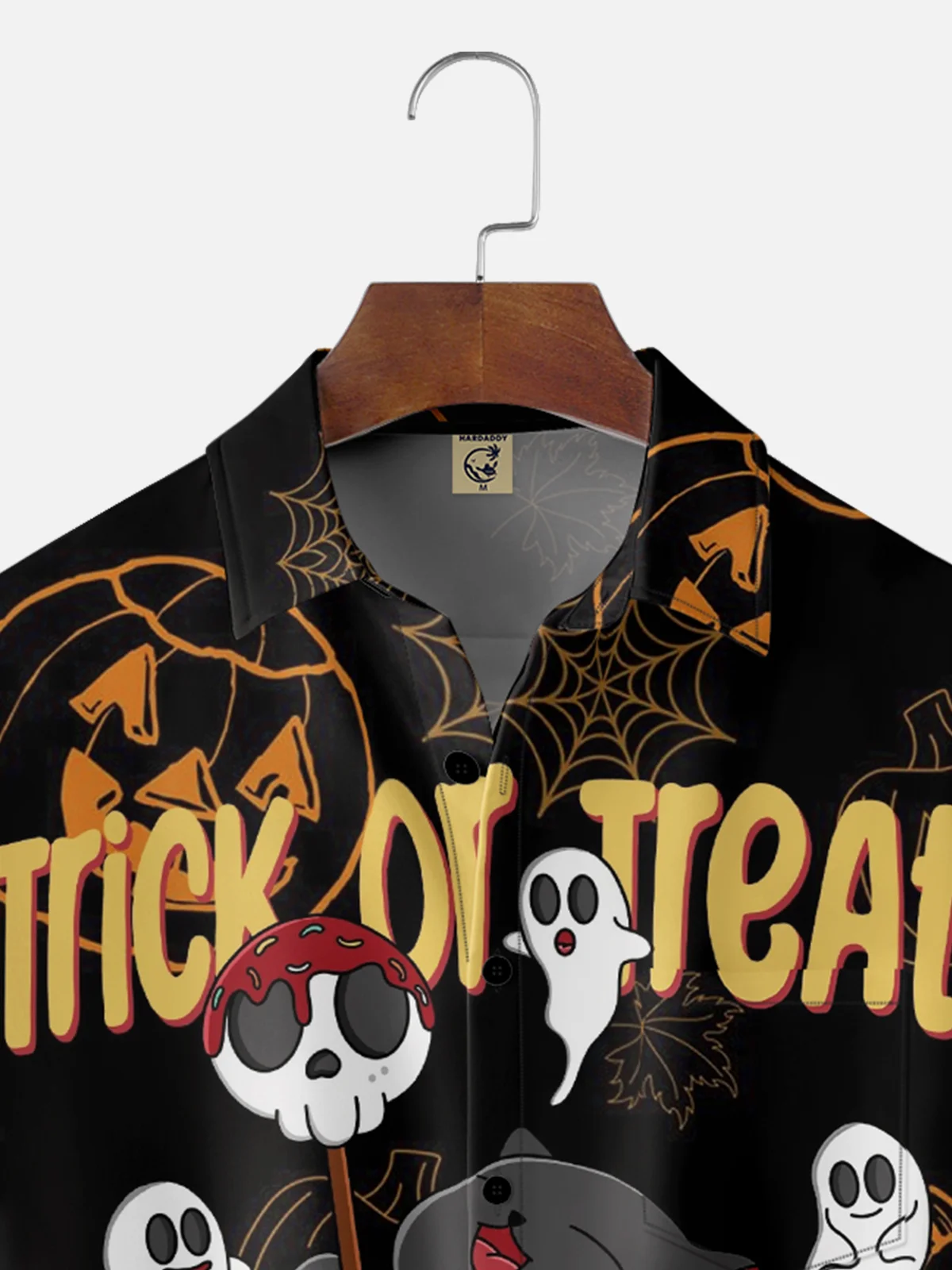 Hardaddy X Kimprut Imut Moisture-wicking Halloween Cat Ghost Chest Pocket Hawaiian Shirt