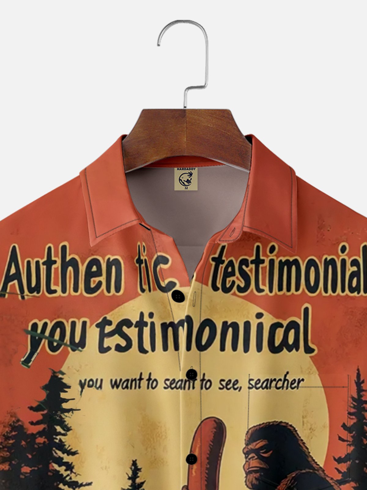 Moisture Wicking Bigfoot Hot Dog Sausage Chest Pocket Hawaiian Shirt