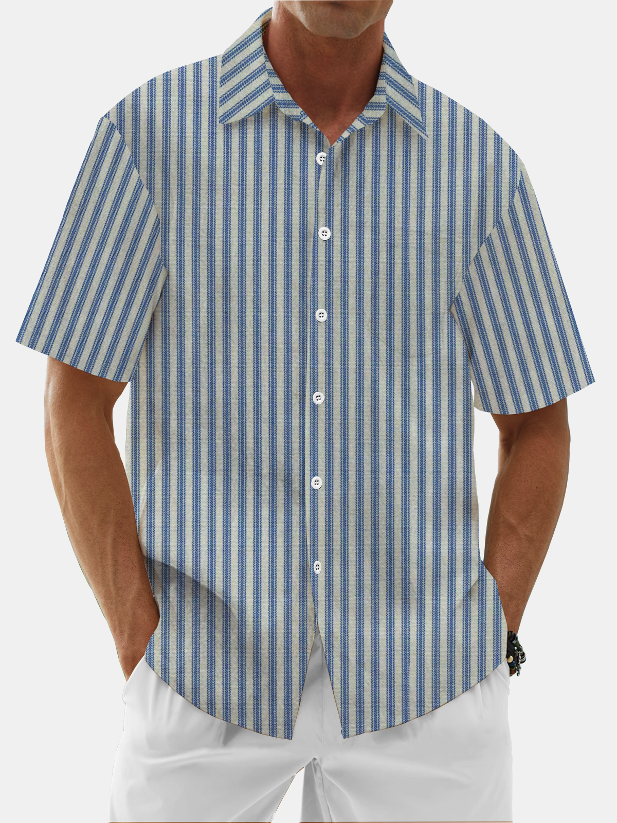 Moisture Wicking Vintage Striped Hawaiian Shirt