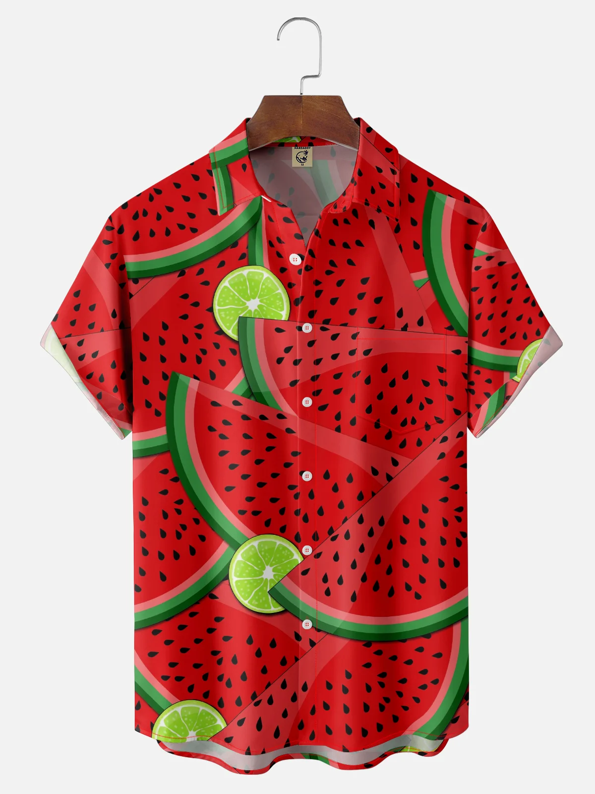 Hardaddy X Valentina Bjekovic Moisture-wicking Fruits Watermelon Lime Chest Pocket Casual Shirt