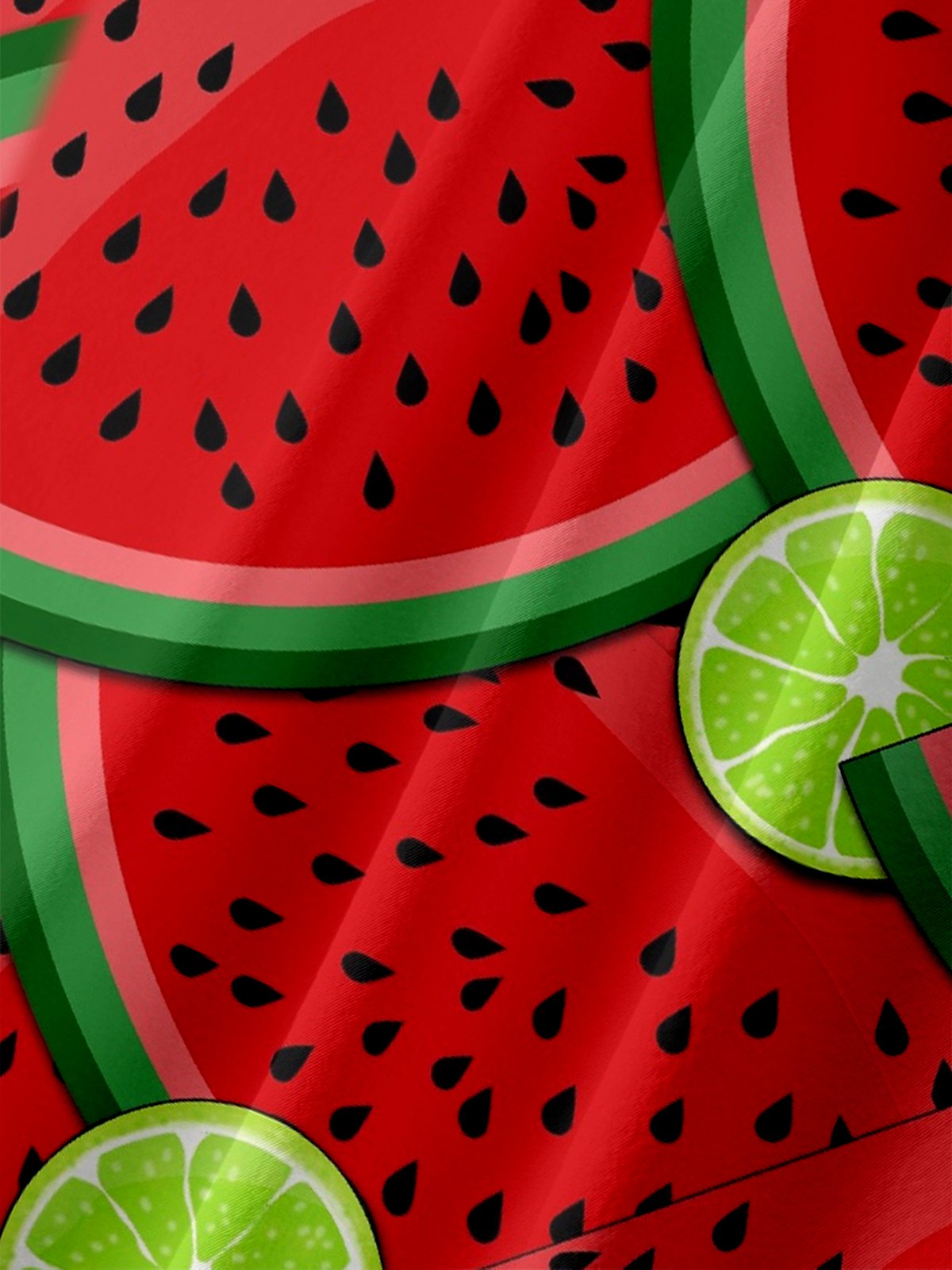Hardaddy X Valentina Bjekovic Moisture-wicking Fruits Watermelon Lime Chest Pocket Casual Shirt