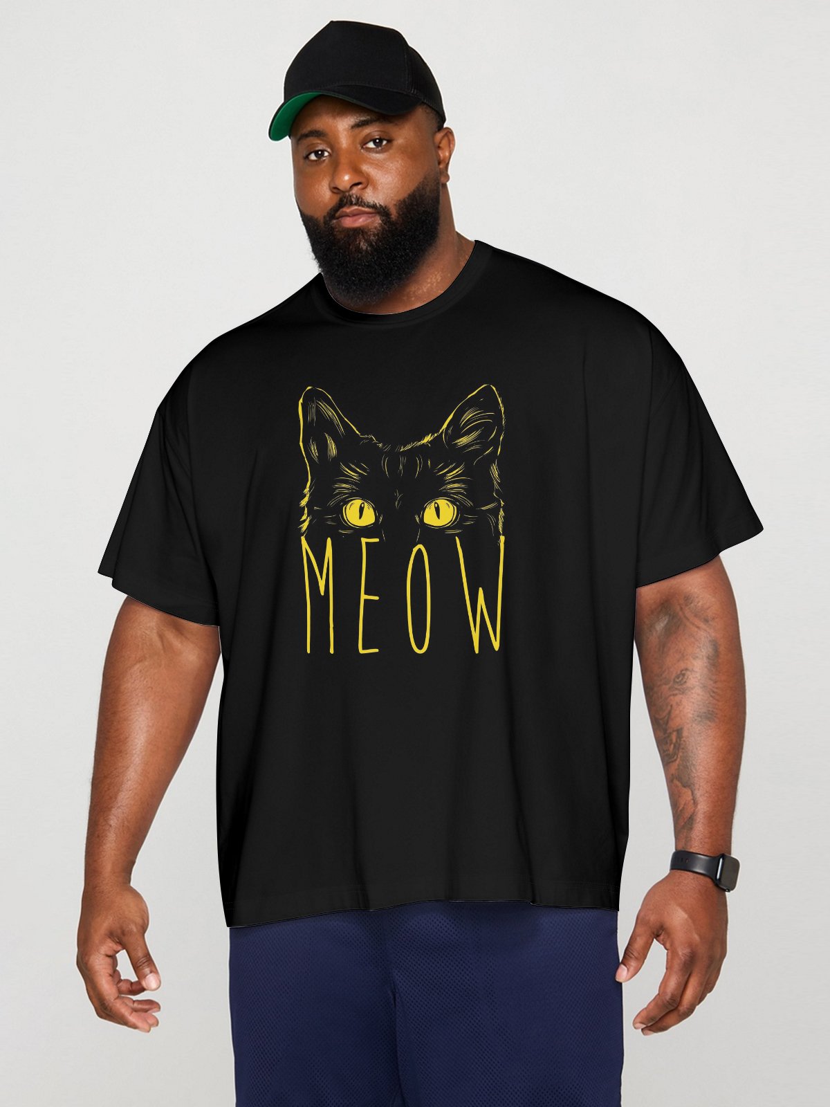 Hardaddy X Balazs Solti Men's Meow Cat Short Sleeve T-shirt Graphic Tee