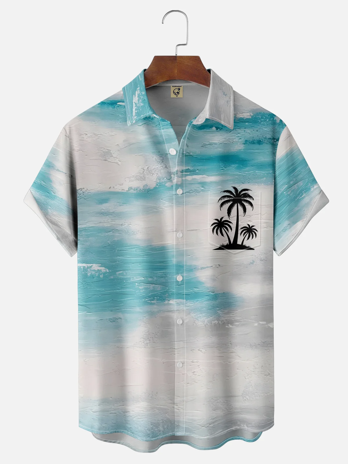 Moisture-wicking Coconut Tree Abstract Texture Chest Pocket Hawaiian Shirt