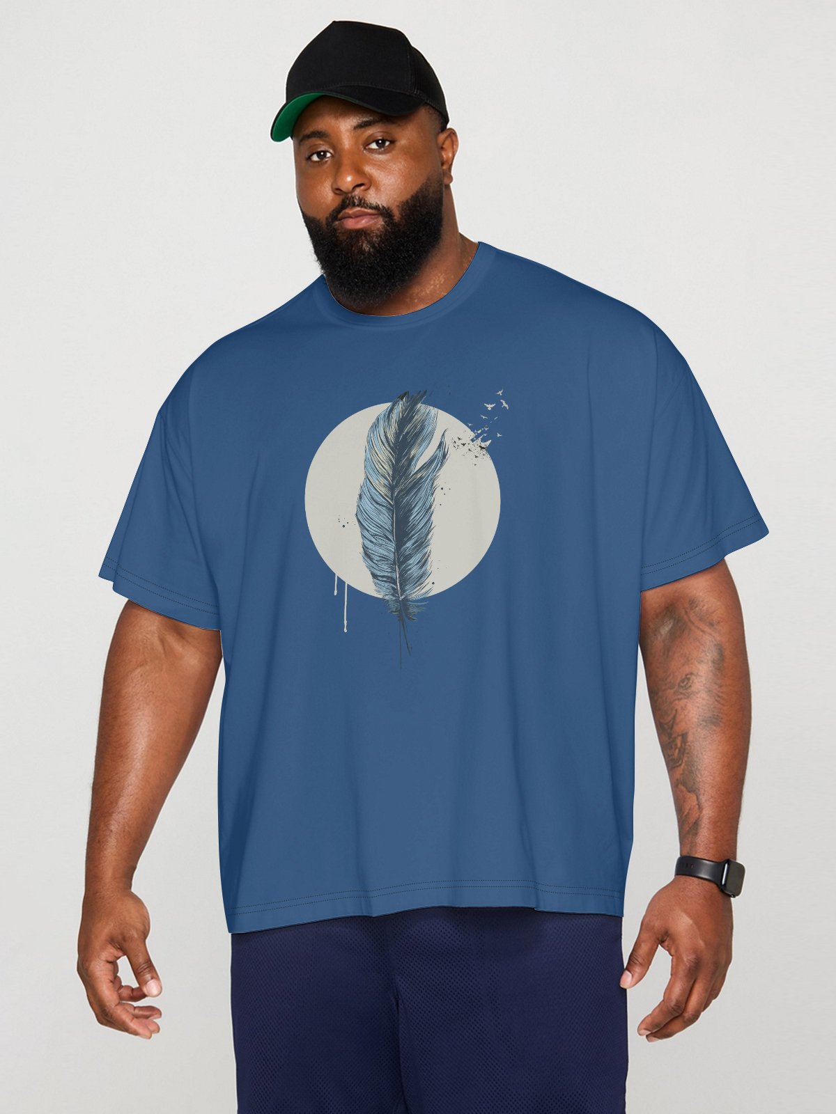 Hardaddy X Balazs Solti Men's Feather Short Sleeve T-shirt Graphic Tee