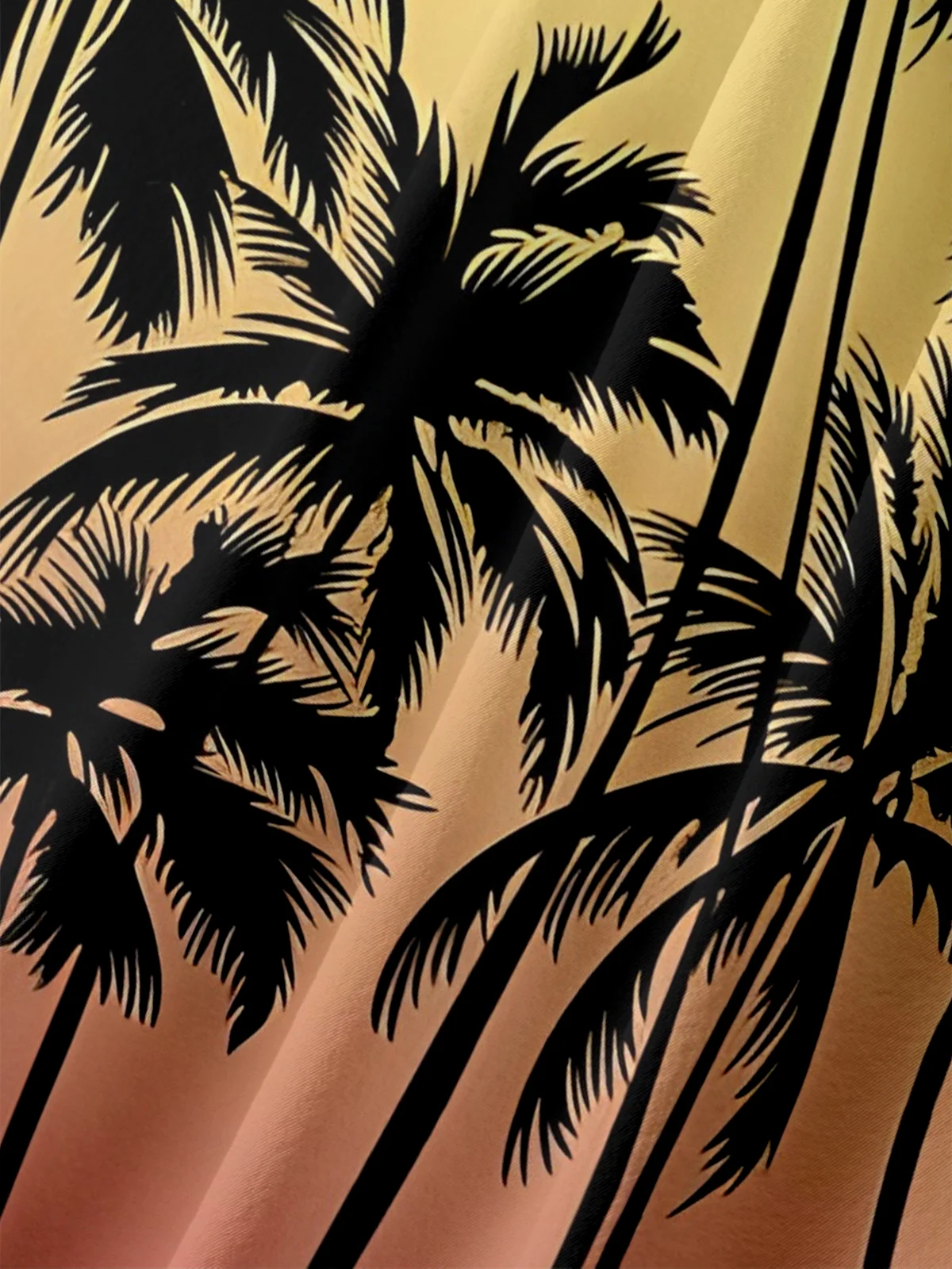 Moisture-wicking Coconut Tree Gradient Color Chest Pocket Hawaiian Shirt