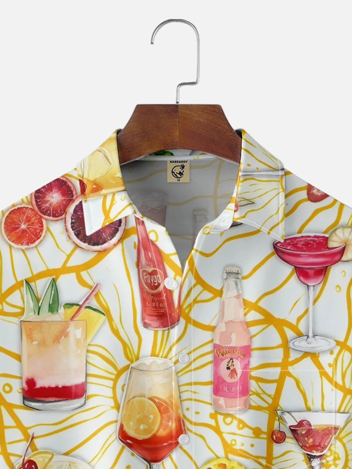 Moisture-wicking Cocktail Flowers Chest Pocket Hawaiian Shirt