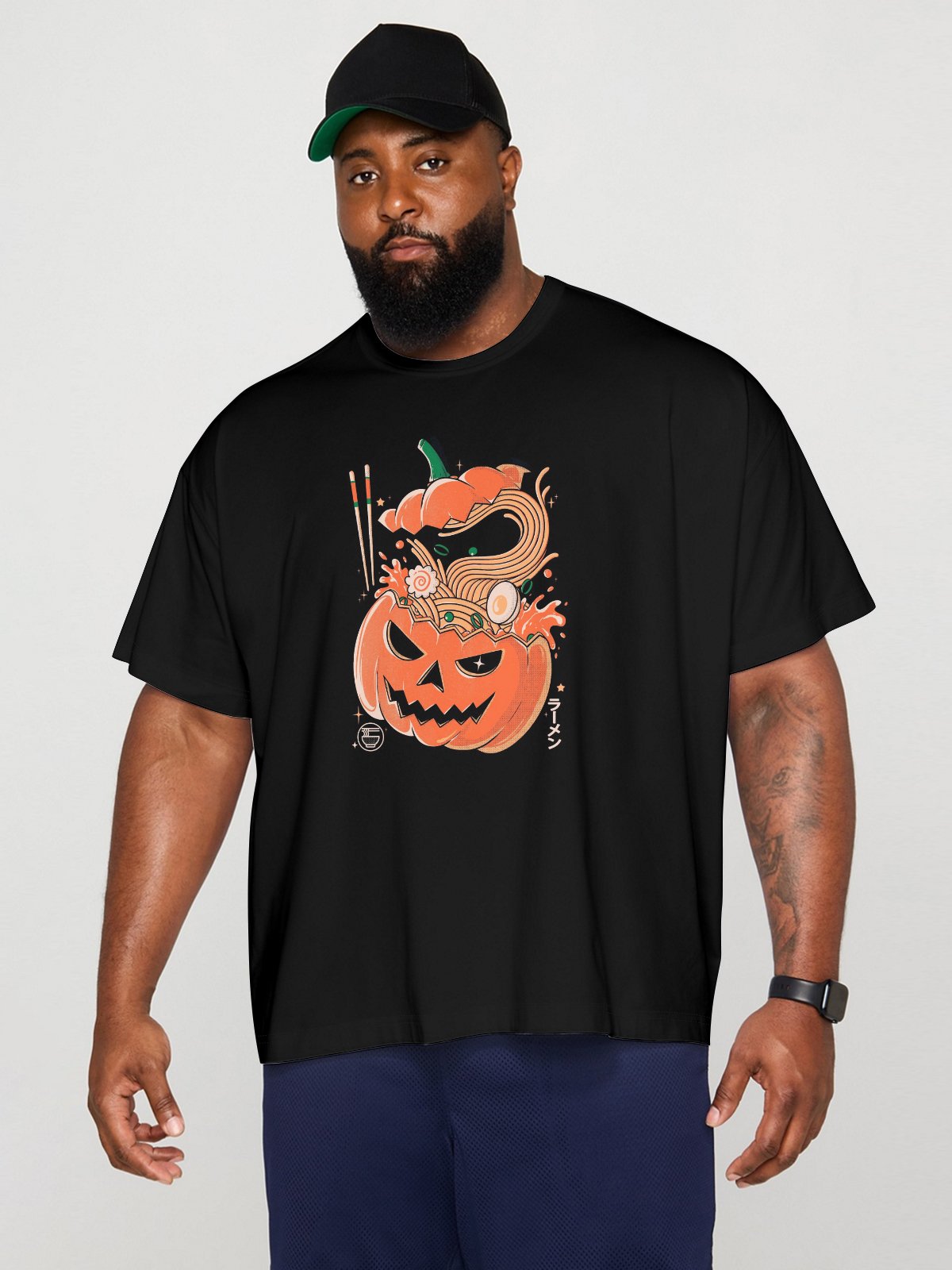 Hardaddy X Contatoeoli Studio Mens Halloween Pumpkin Short Sleeve T-shirt Graphic Tee