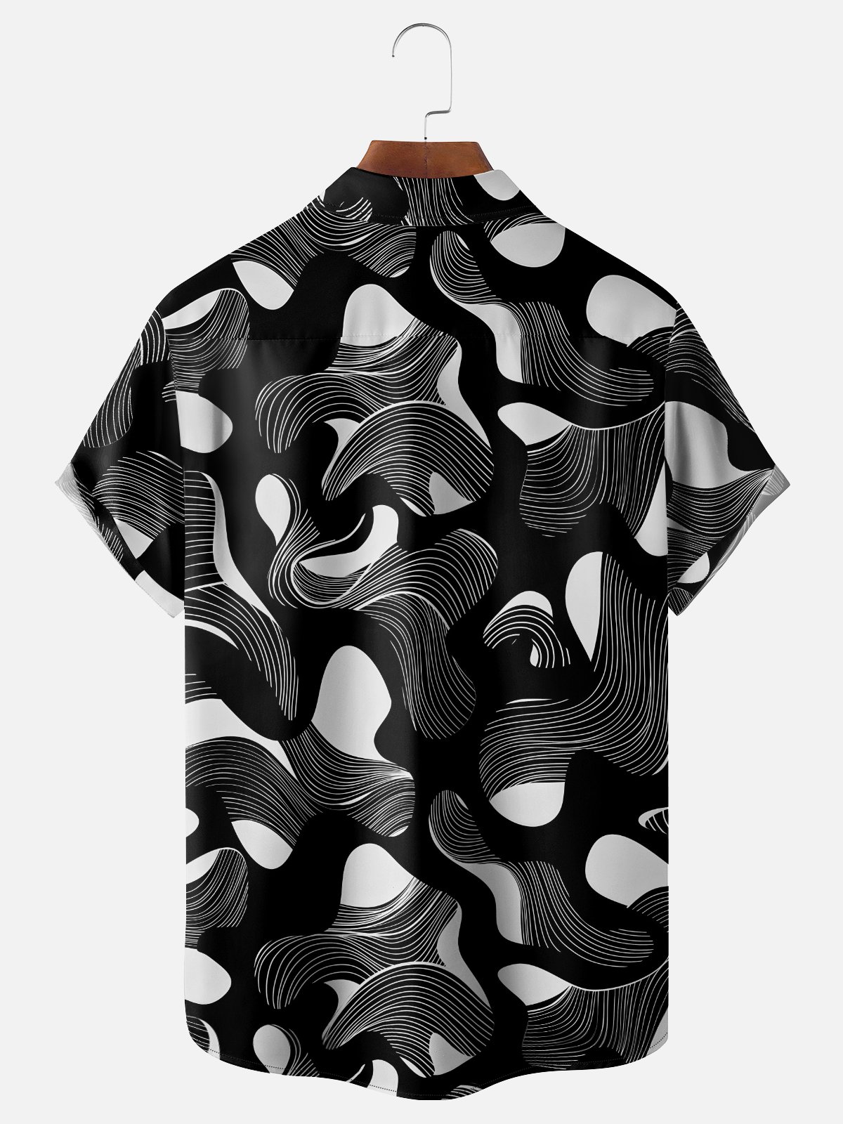 Moisture-wicking Art Abstract Lines Chest Pocket Casual Shirt