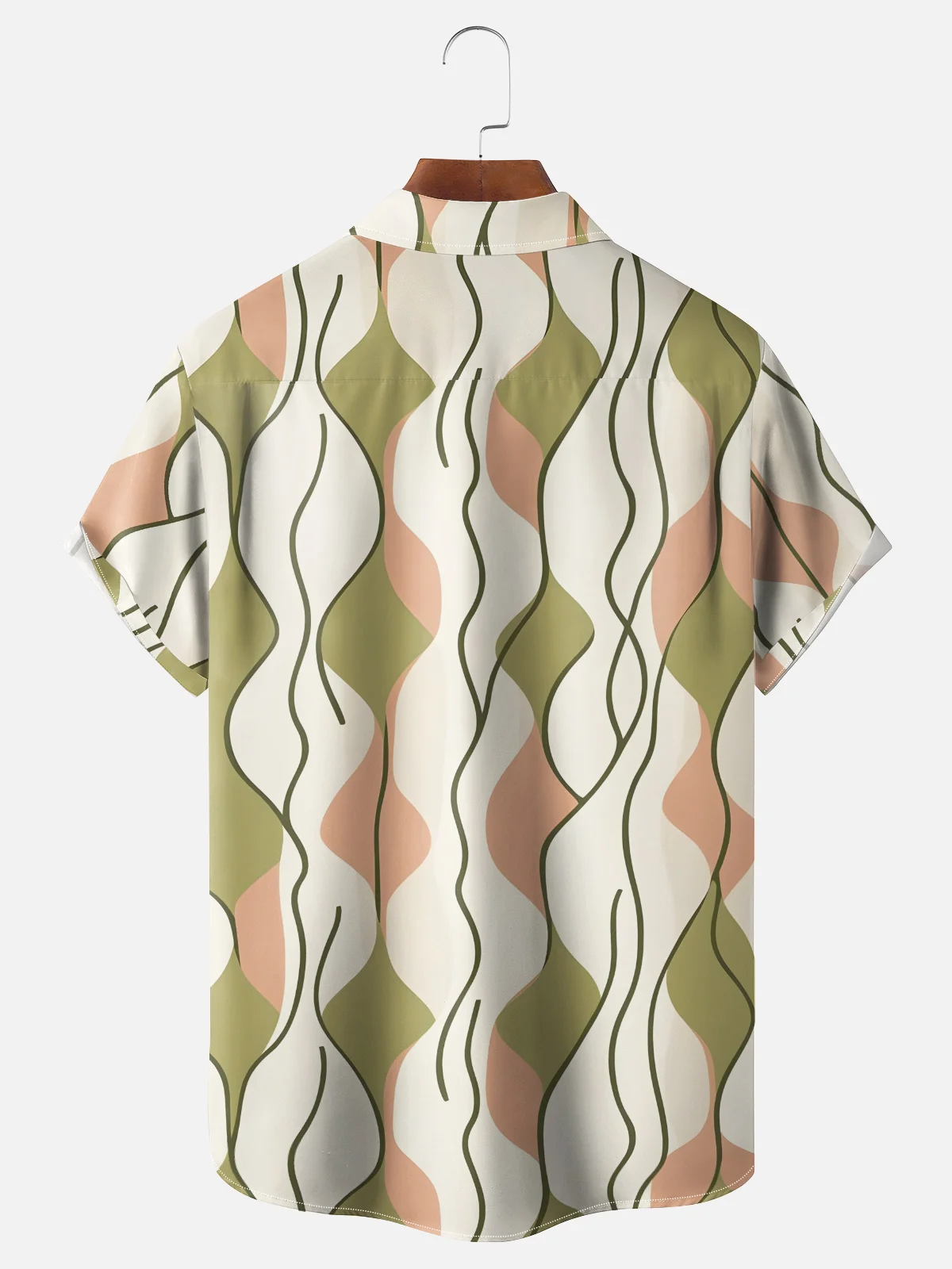 Moisture-wicking Geometric Abstract Stripes Chest Pocket Casual Shirt