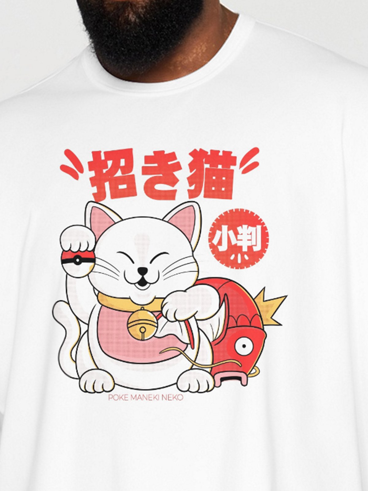 Hardaddy X Contatoeoli Studio Mens Japanese Lucky Cat Short Sleeve T-shirt Graphic Tee