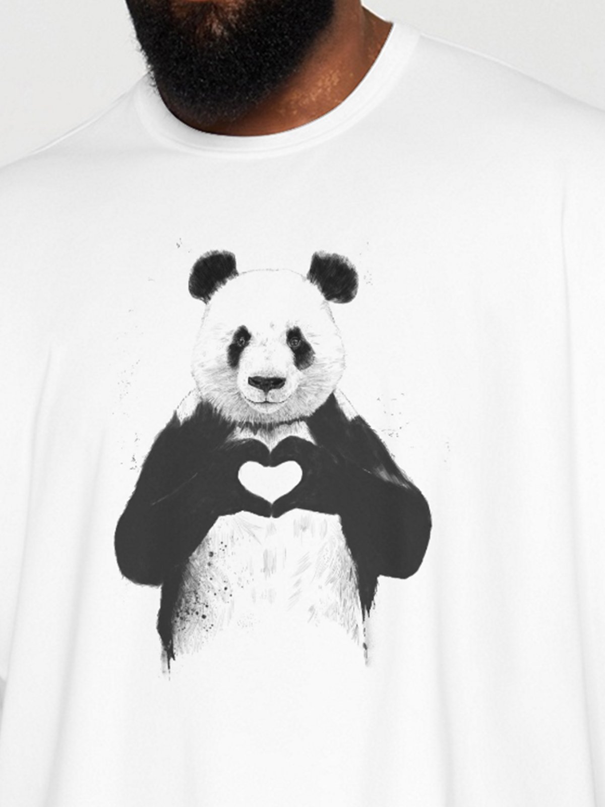 Hardaddy X Balazs Solti Men's Panda Love Short Sleeve T-shirt Graphic Tee