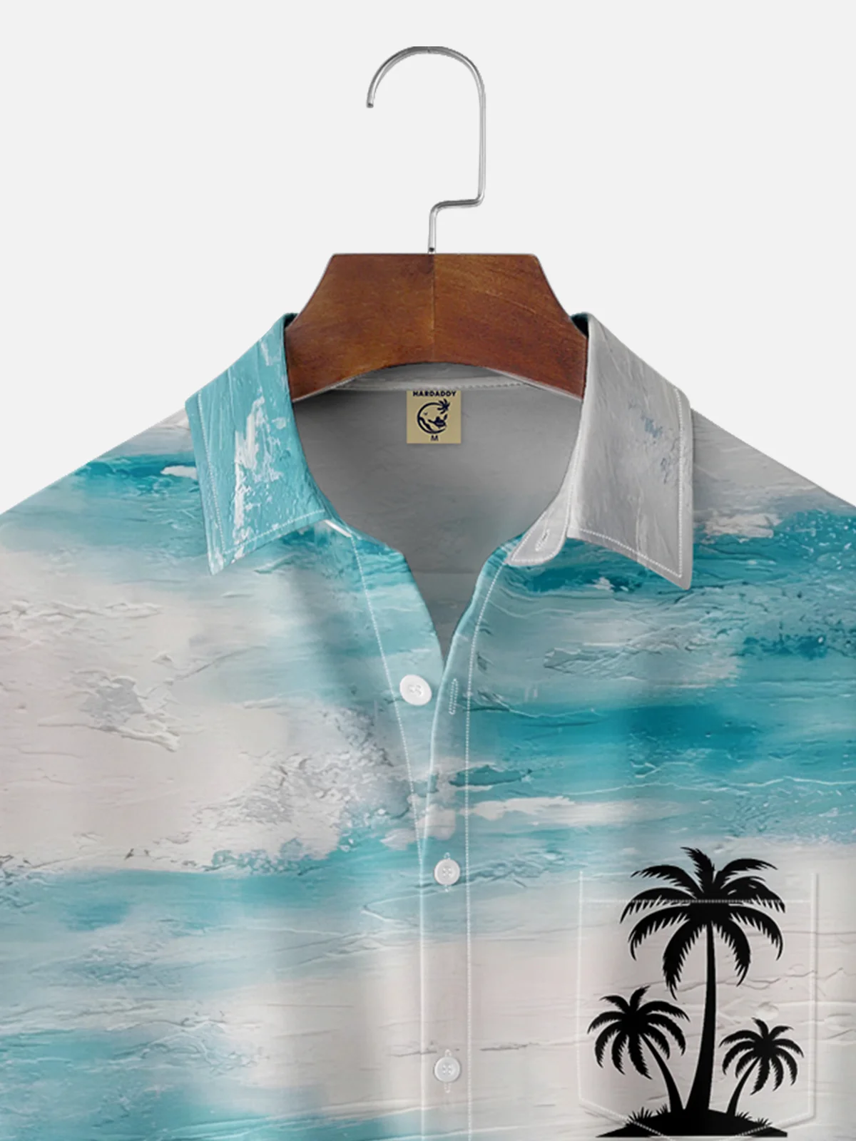 Moisture-wicking Coconut Tree Abstract Texture Chest Pocket Hawaiian Shirt