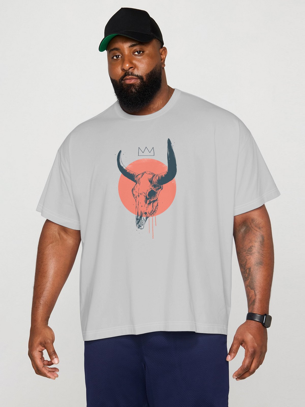 Hardaddy X Balazs Solti Men's Sheep Skull Short Sleeve T-shirt Graphic Tee