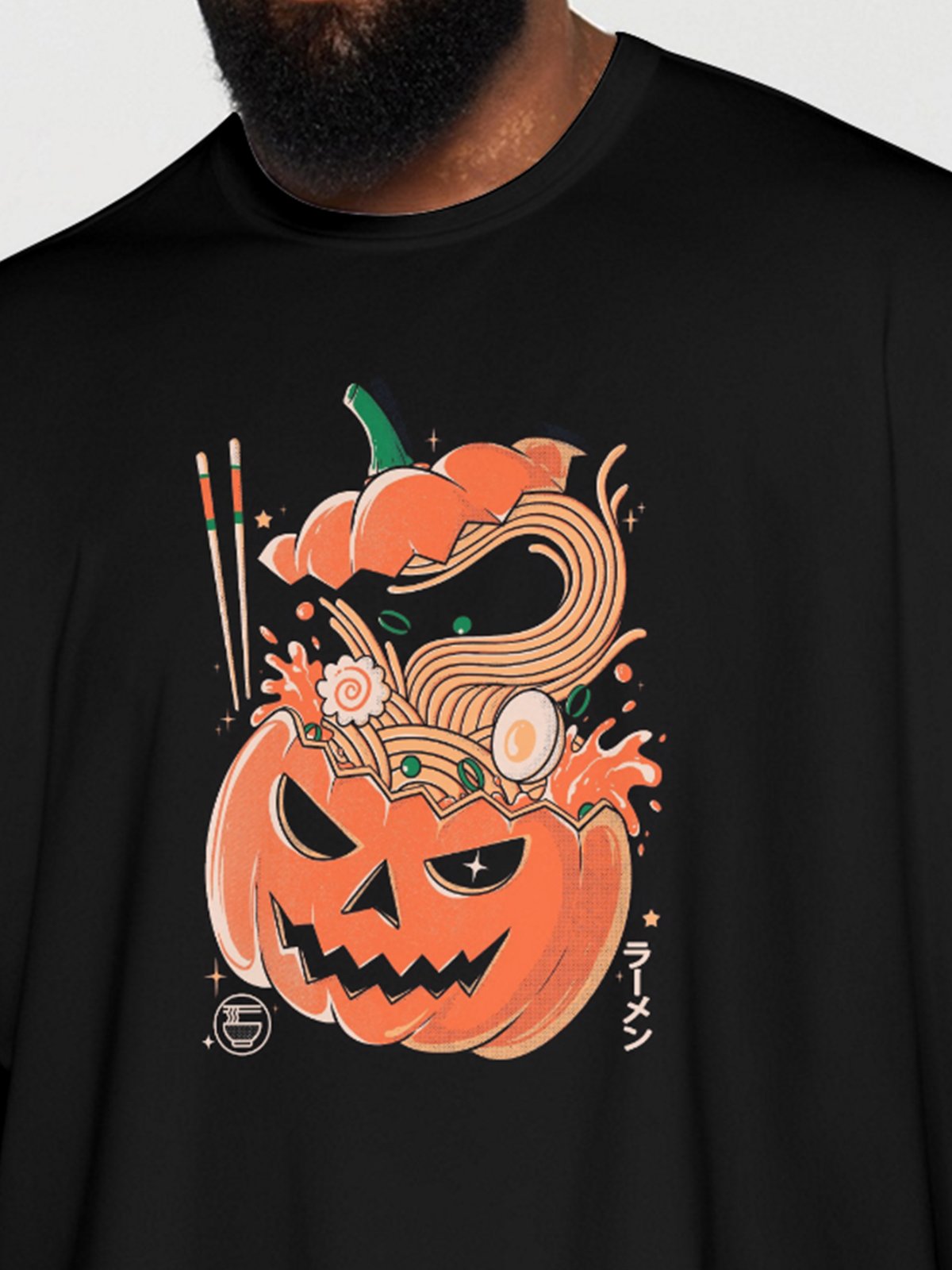 Hardaddy X Contatoeoli Studio Mens Halloween Pumpkin Short Sleeve T-shirt Graphic Tee
