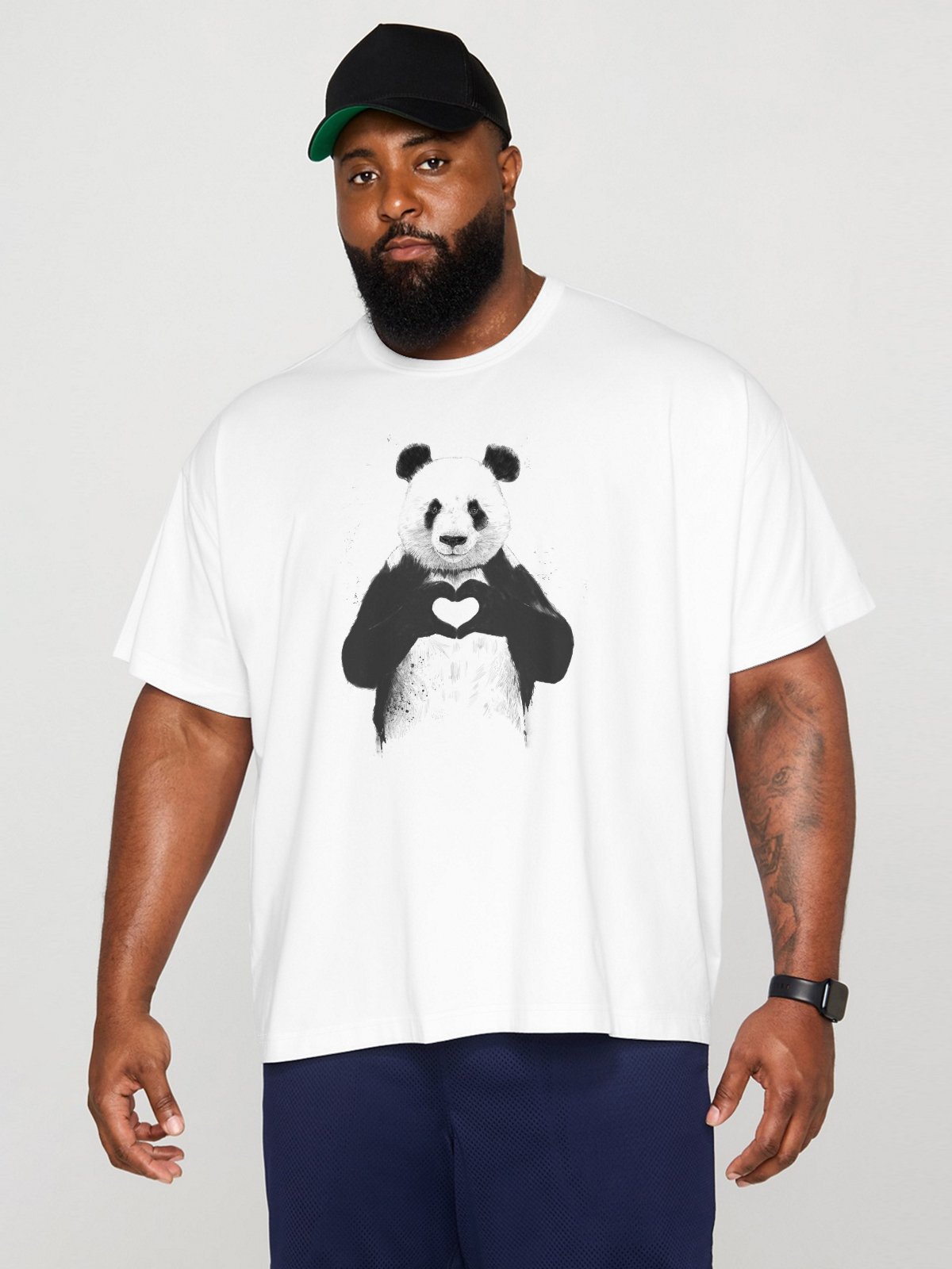 Hardaddy X Balazs Solti Men's Panda Love Short Sleeve T-shirt Graphic Tee