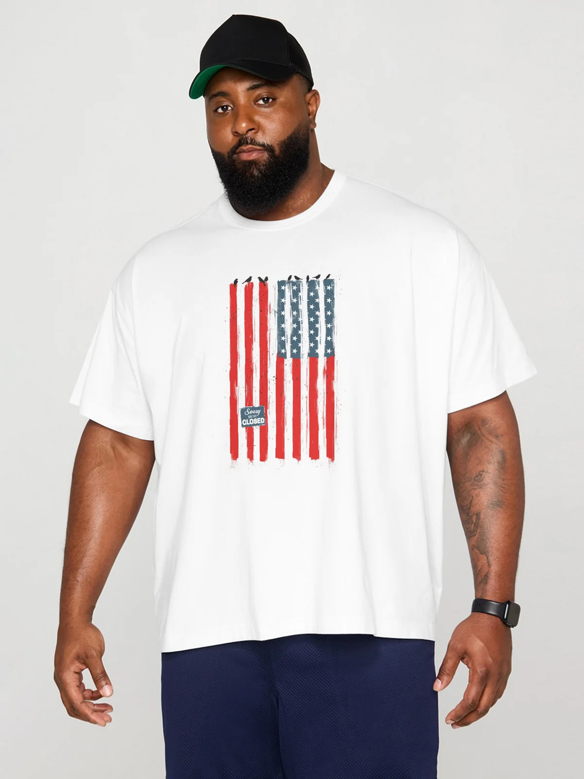 Hardaddy X Balazs Solti Men's American Flag Short Sleeve T-shirt Graphic Tee