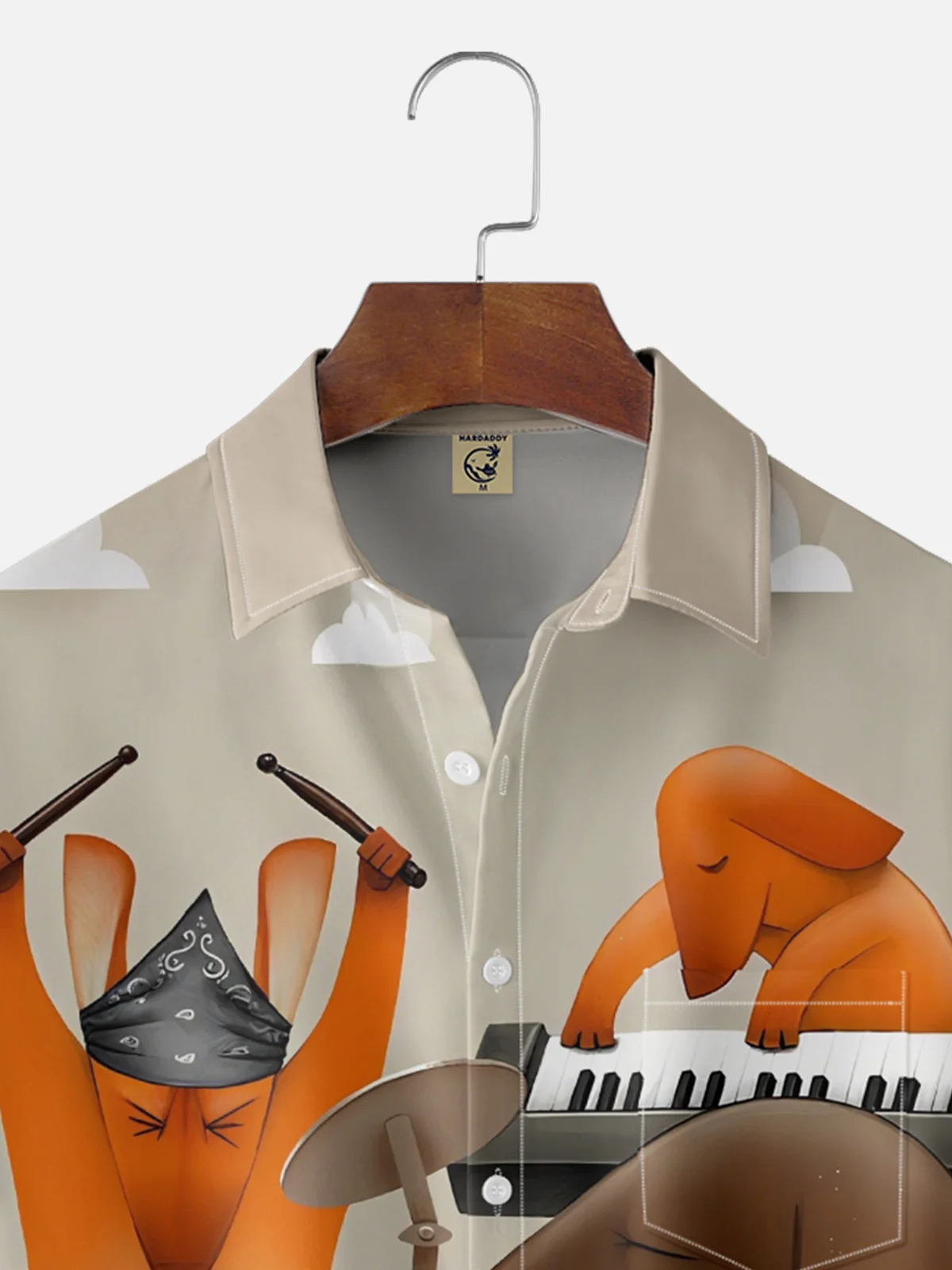 Moisture-wicking Music Guitar Keyboard Drums Dogs Chest Pocket Casual Shirt