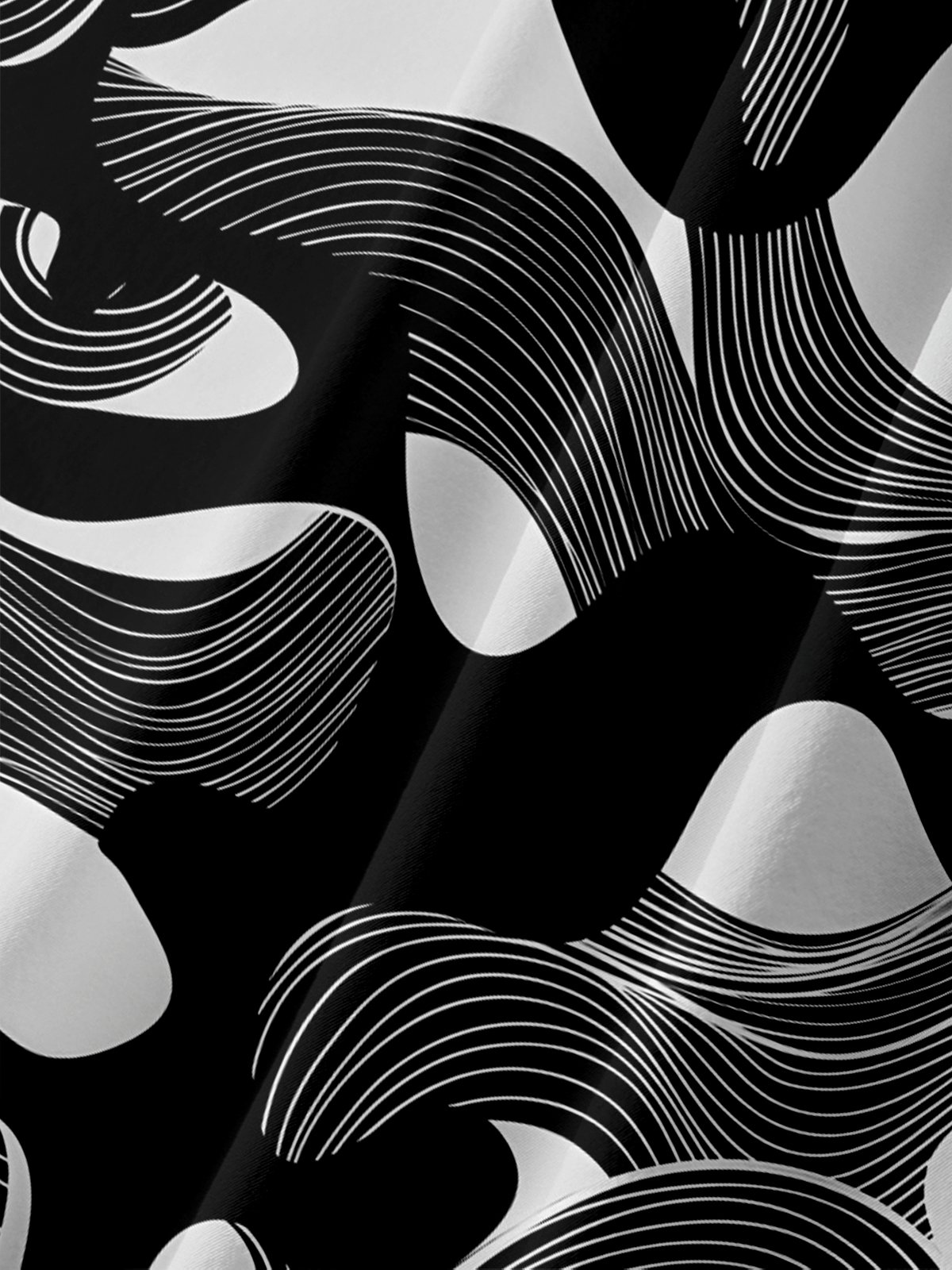 Moisture-wicking Art Abstract Lines Chest Pocket Casual Shirt