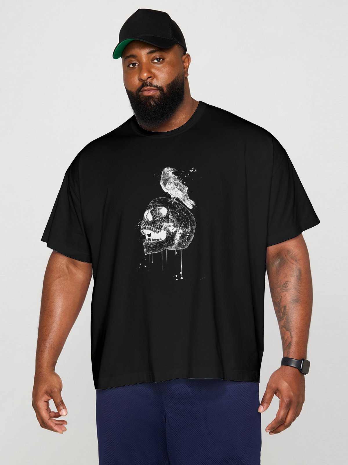 Hardaddy X Balazs Solti Men's Skull Bird Short Sleeve T-shirt Graphic Tee