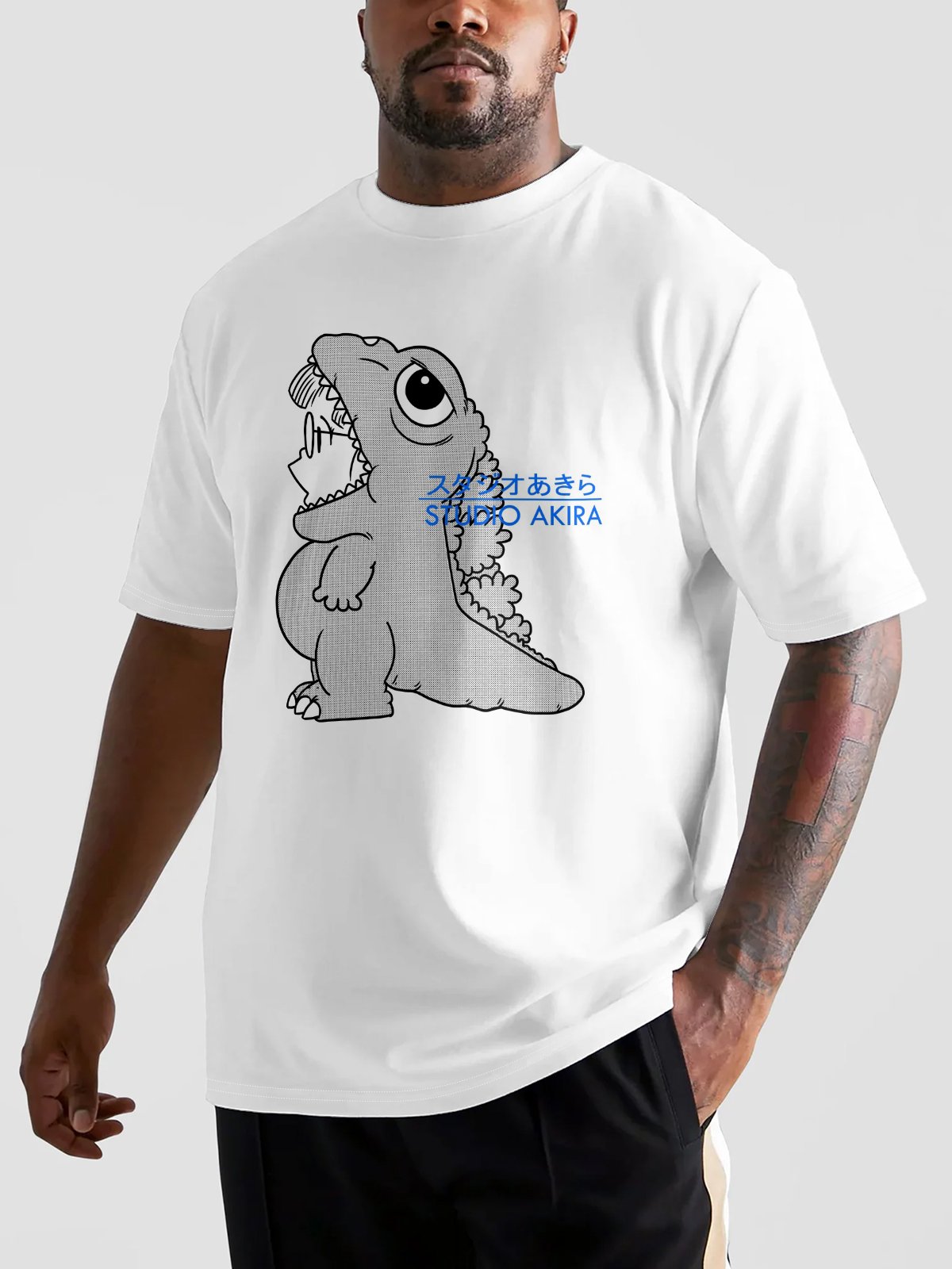 Hardaddy X Contatoeoli Studio Mens Japanese Dinosaur Short Sleeve T-shirt Graphic Tee