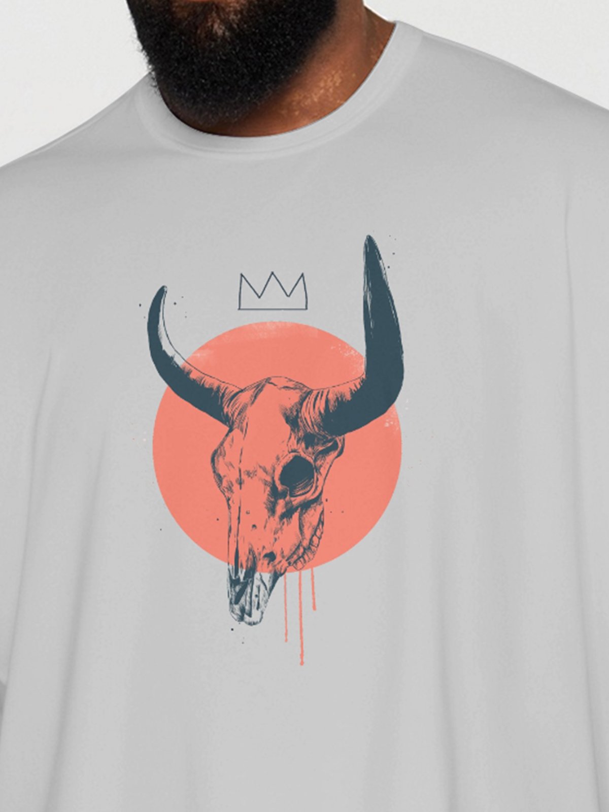 Hardaddy X Balazs Solti Men's Sheep Skull Short Sleeve T-shirt Graphic Tee