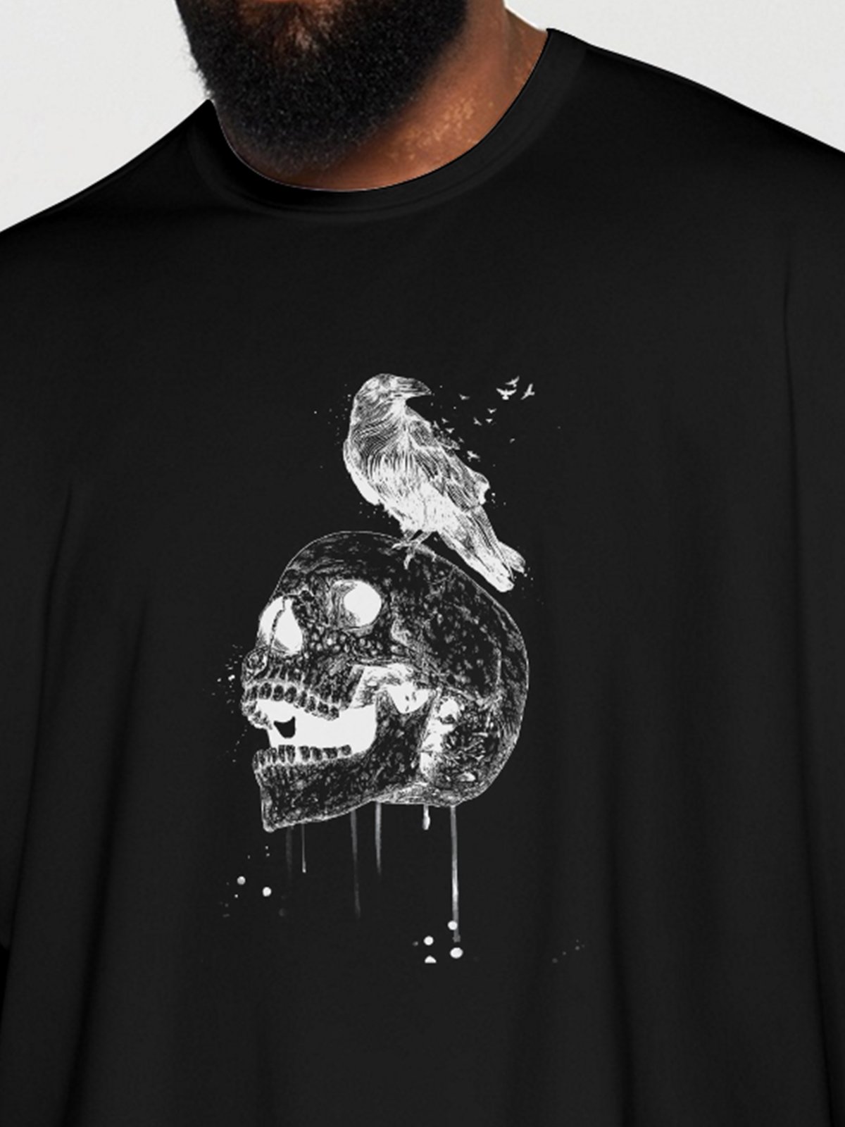 Hardaddy X Balazs Solti Men's Skull Bird Short Sleeve T-shirt Graphic Tee